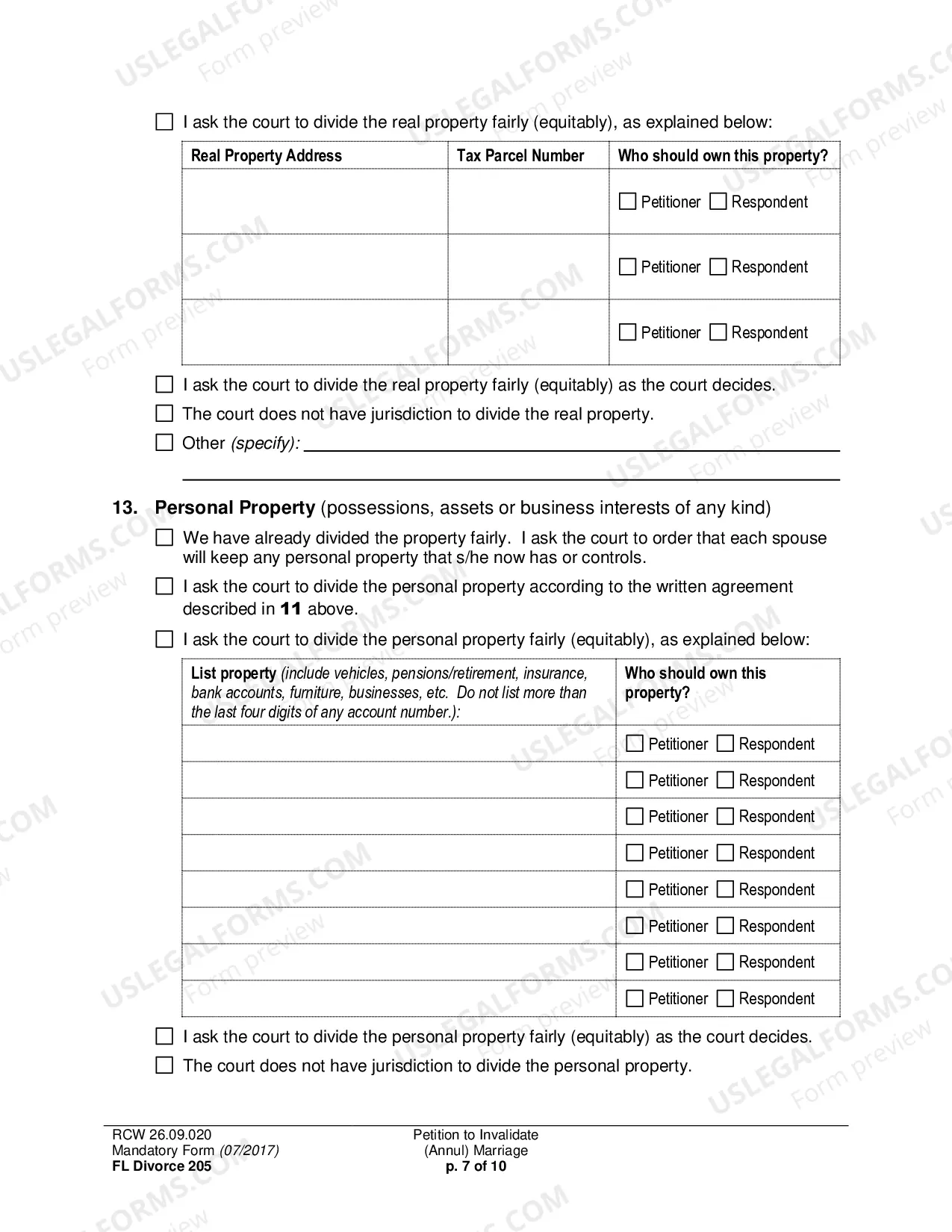 Preview Petition to Invalidate (Annul) Marriage