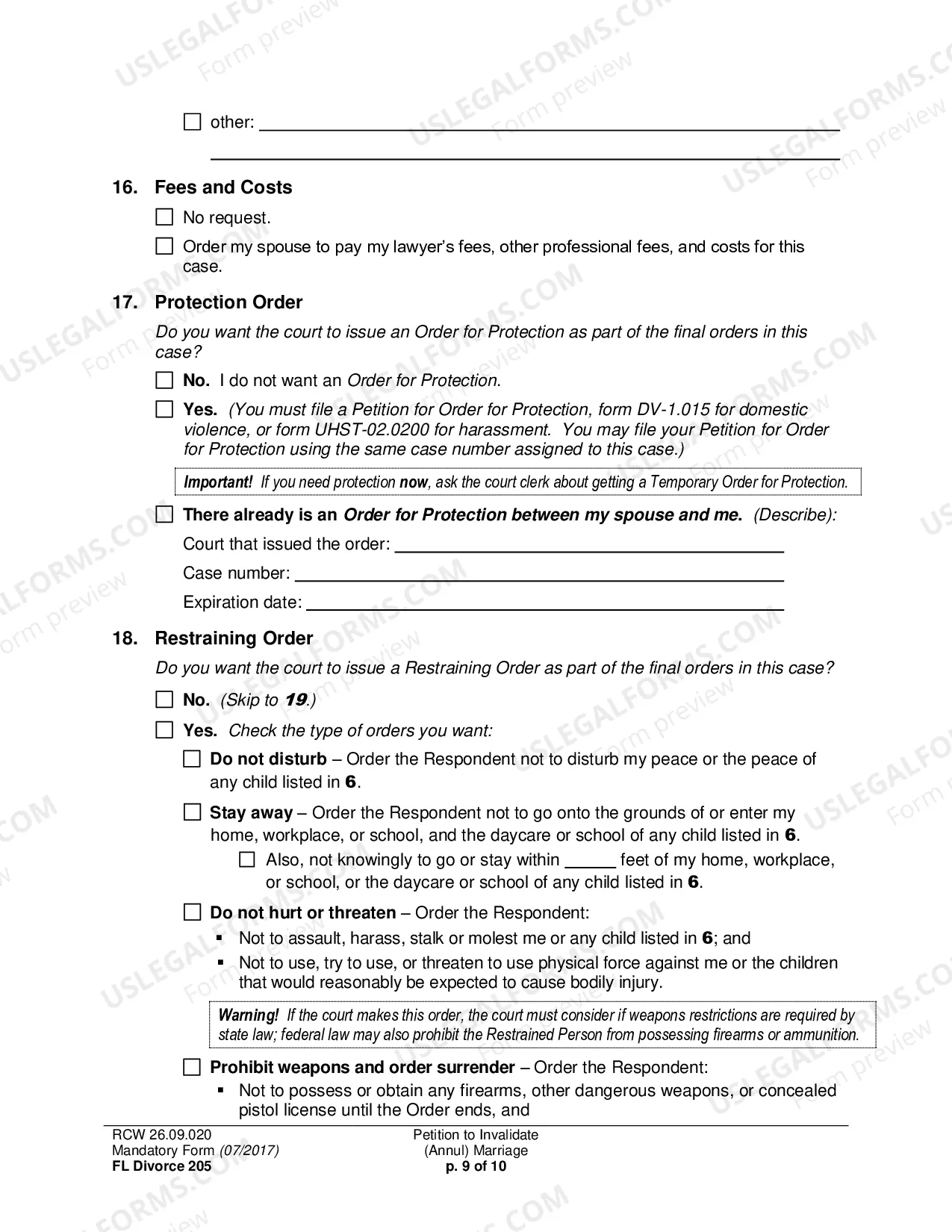 Preview Petition to Invalidate (Annul) Marriage