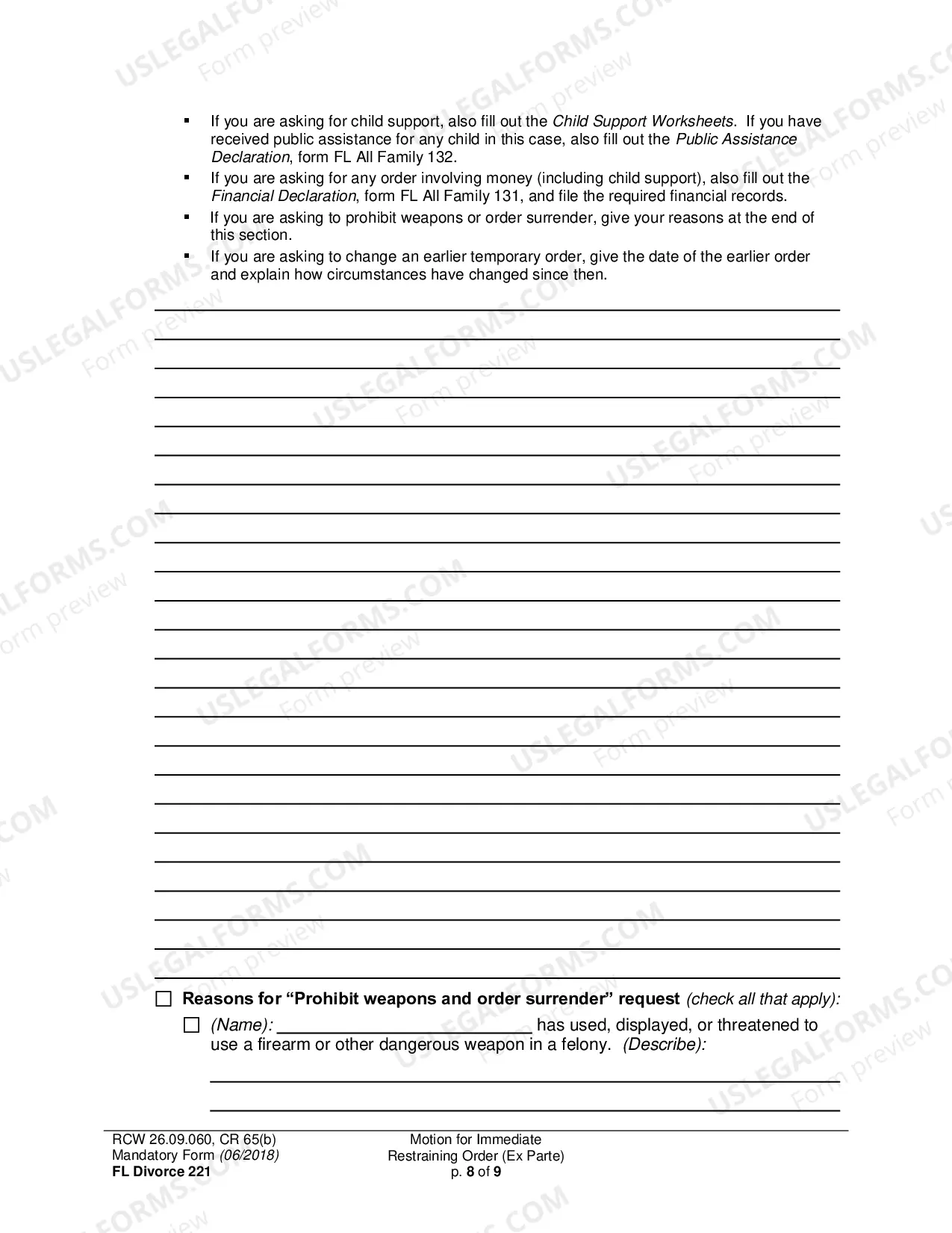 Preview Motion for Immediate Restraining Order (Ex Parte)