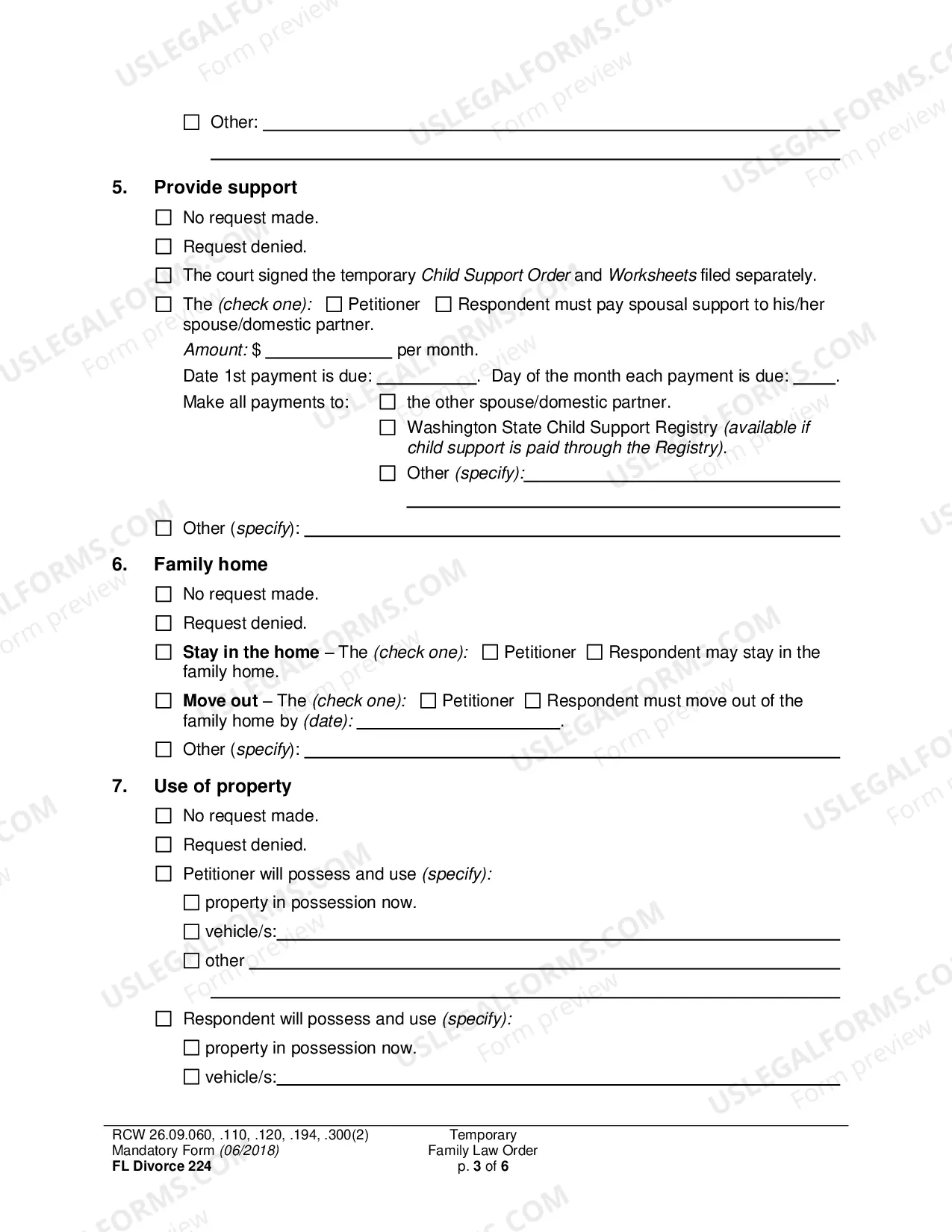 Preview Temporary Family Law Order