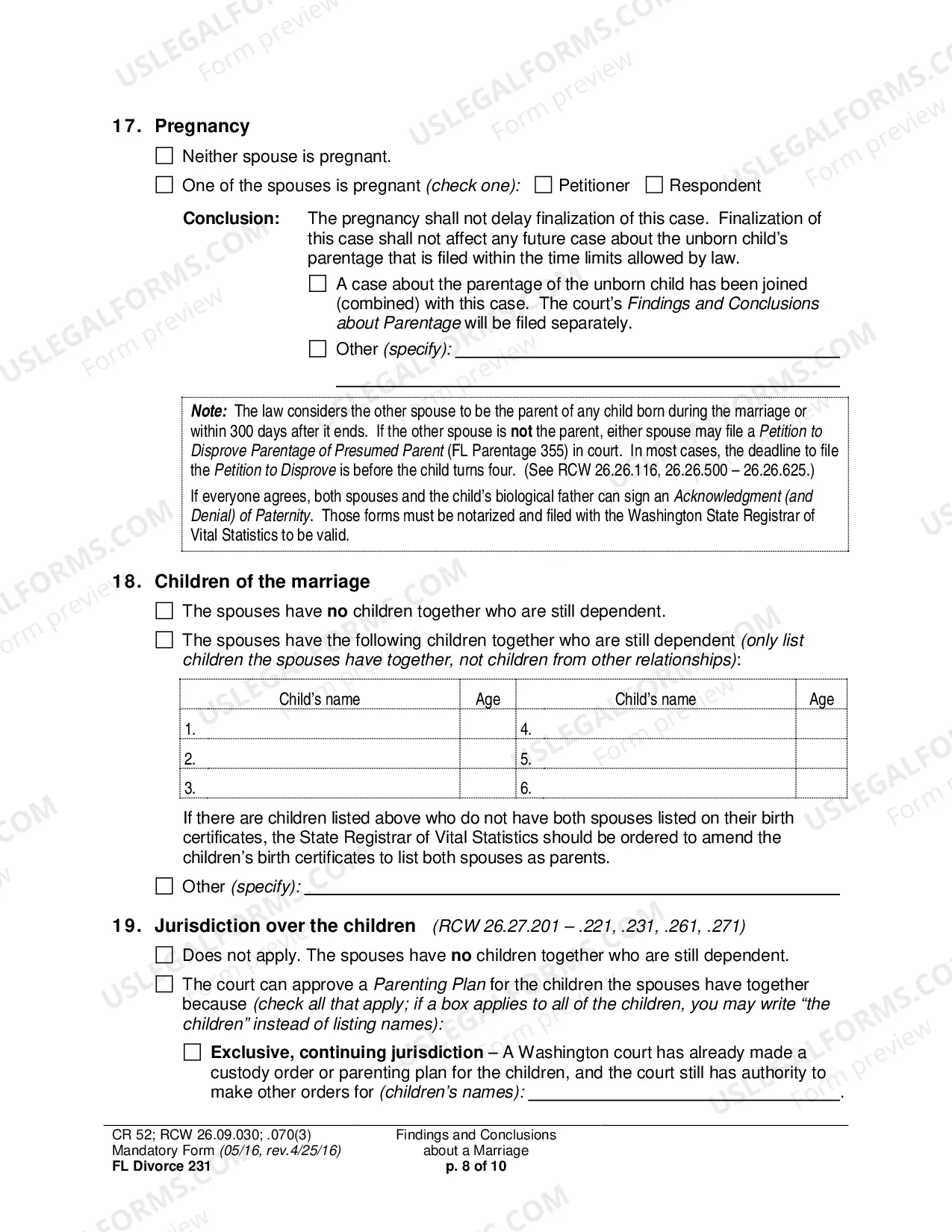 Preview Findings and Conclusions About a Marriage