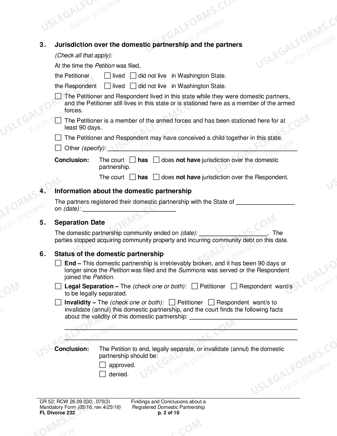 Preview Findings and Conclusions About a Registered Domestic Partnership