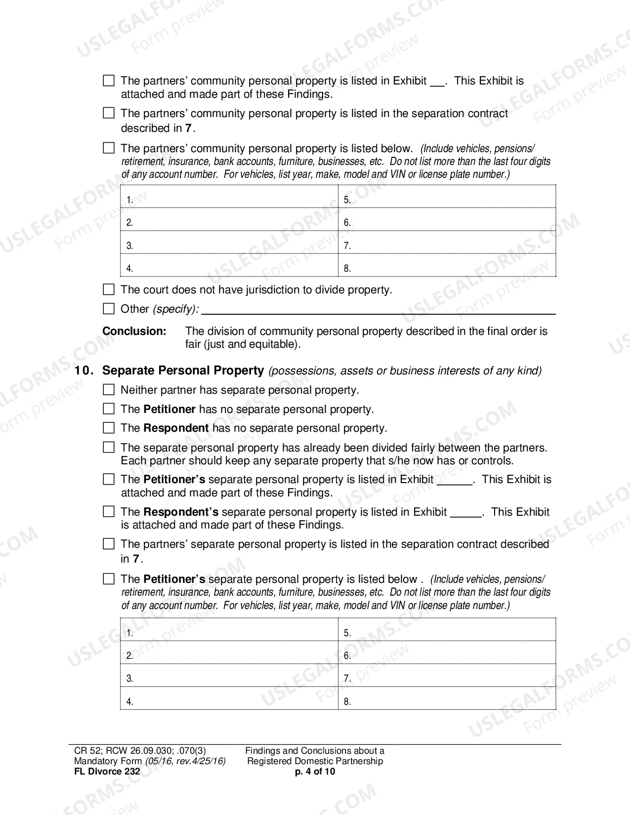 Preview Findings and Conclusions About a Registered Domestic Partnership