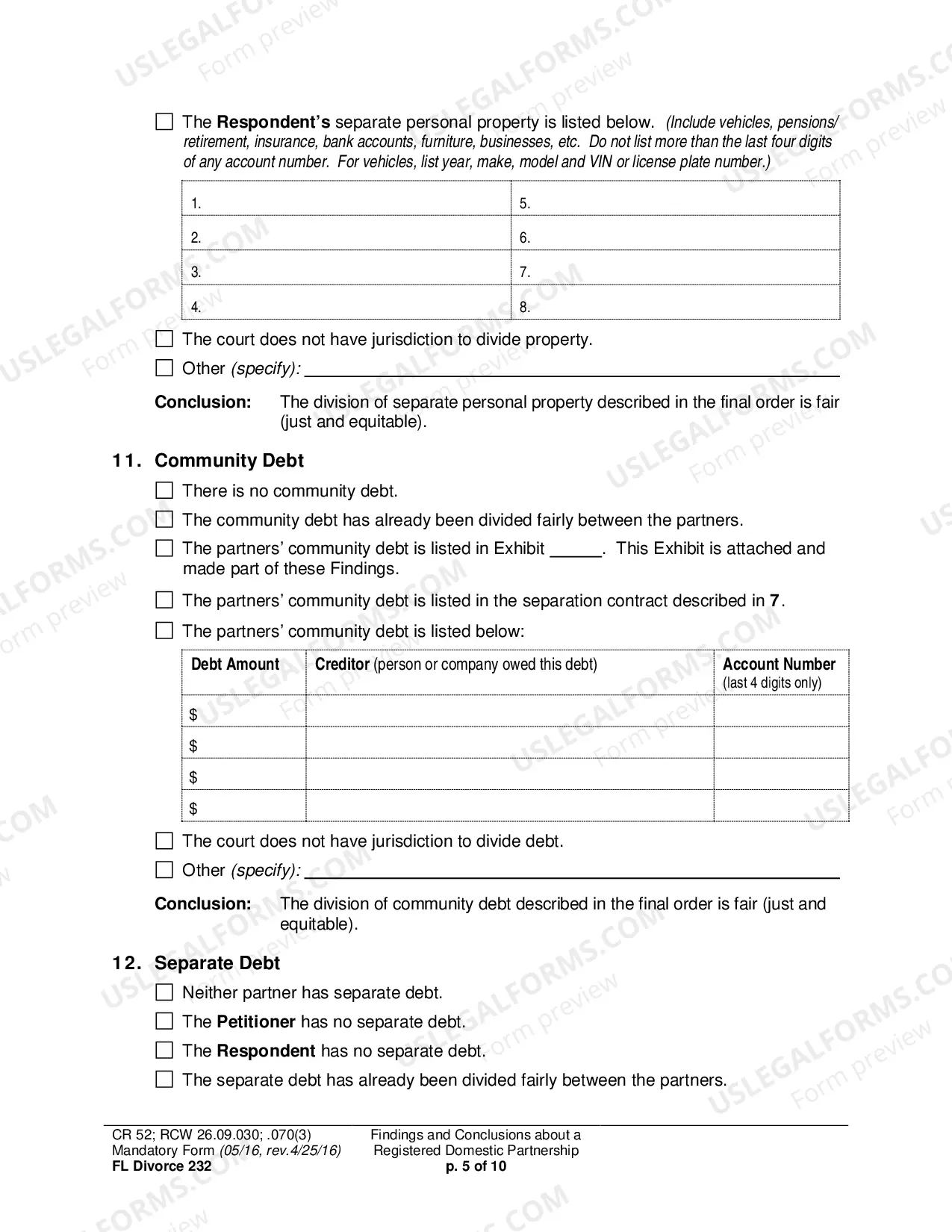 Preview Findings and Conclusions About a Registered Domestic Partnership