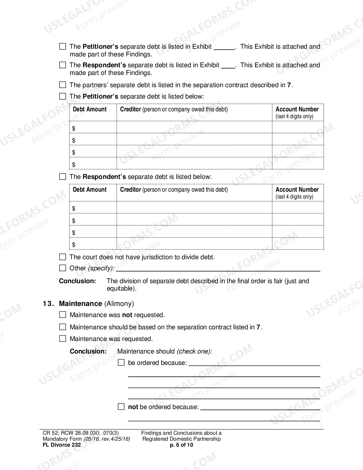 Preview Findings and Conclusions About a Registered Domestic Partnership