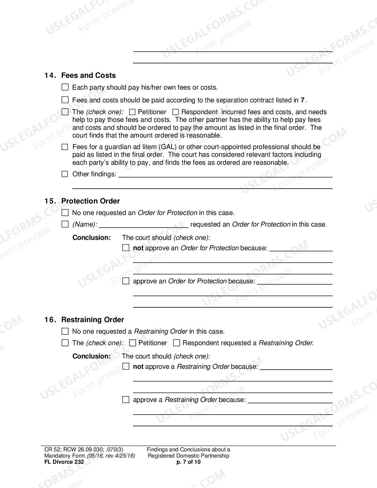 Preview Findings and Conclusions About a Registered Domestic Partnership
