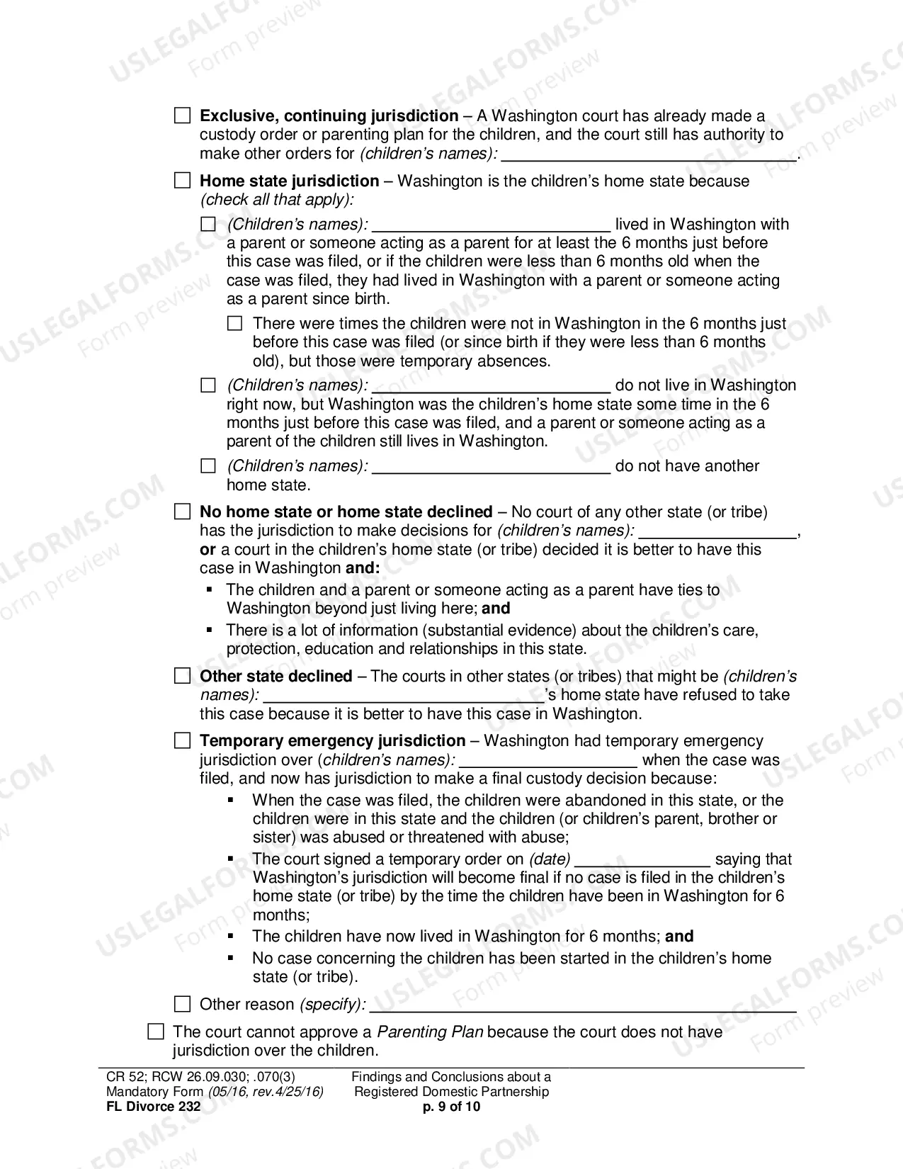 Preview Findings and Conclusions About a Registered Domestic Partnership