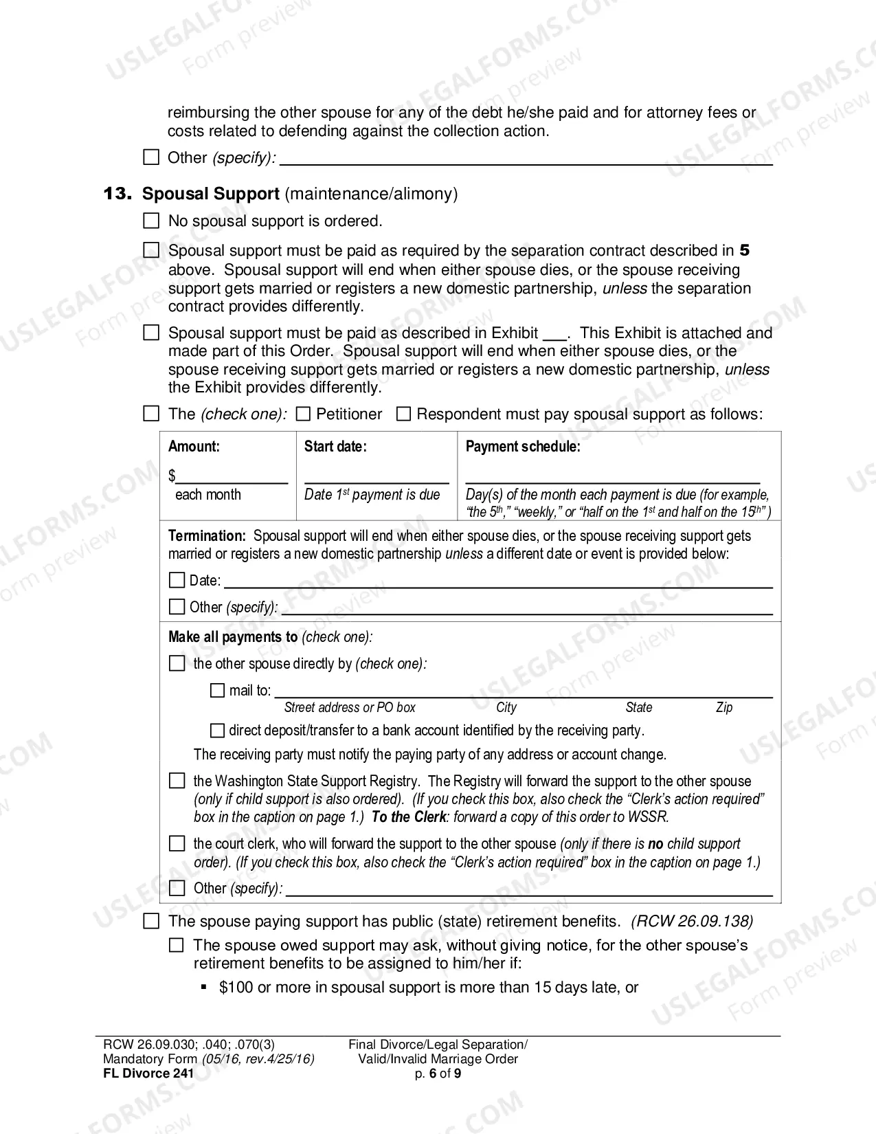 Preview Final Divorce Order (Dissolution Decree) / Legal Separation Order (Decree) / Invalid Marriage Order (Annulment Decree) / Valid Marriage Order (Decree)