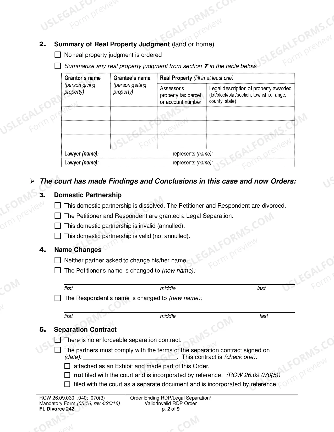 Preview Final Order Ending Registered Domestic Partnership (Dissolution Decree) / Legal Separation Order / Invalid Registered Domestic Partnership Order (Annulment Decree) / Valid Registered Domestic Partnership Order
