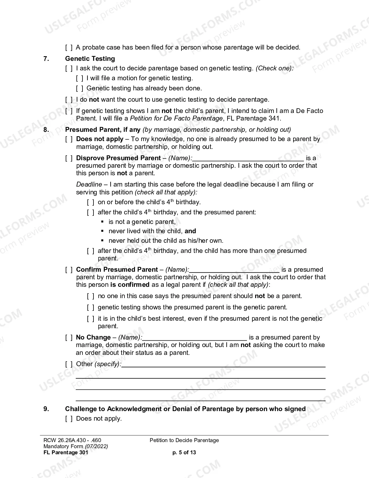 Preview Petition to Decide Parentage