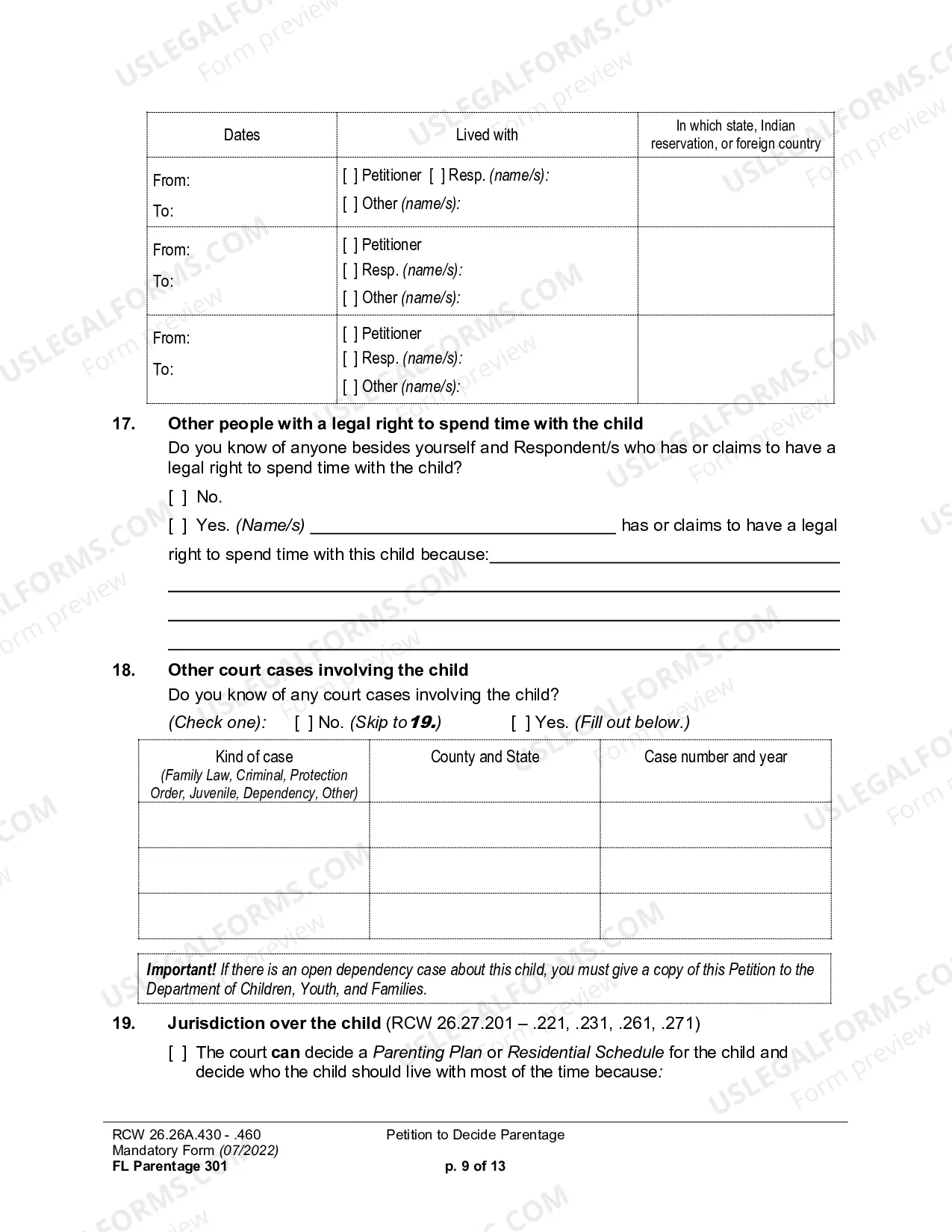 Preview Petition to Decide Parentage