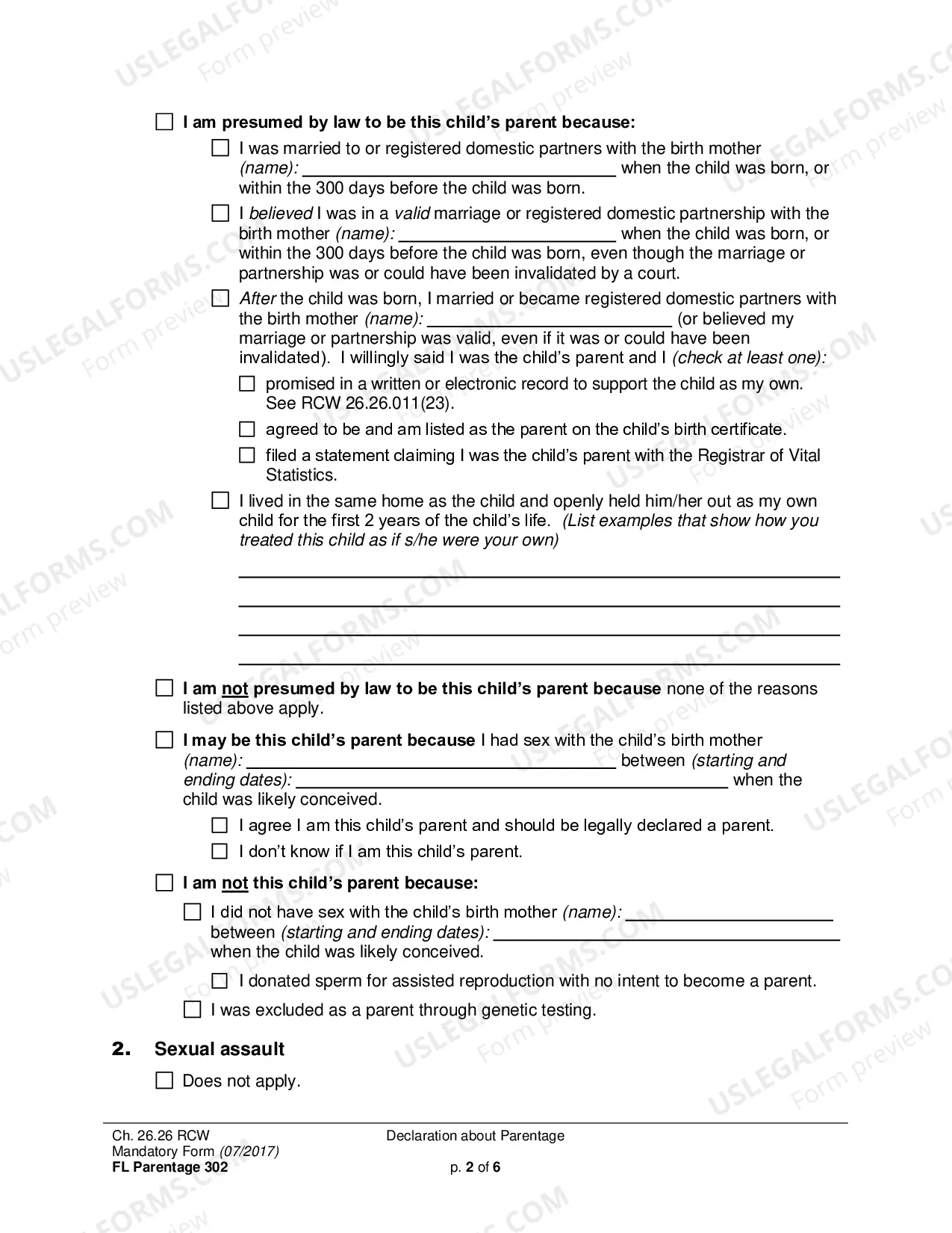 Preview Declaration about Parentage