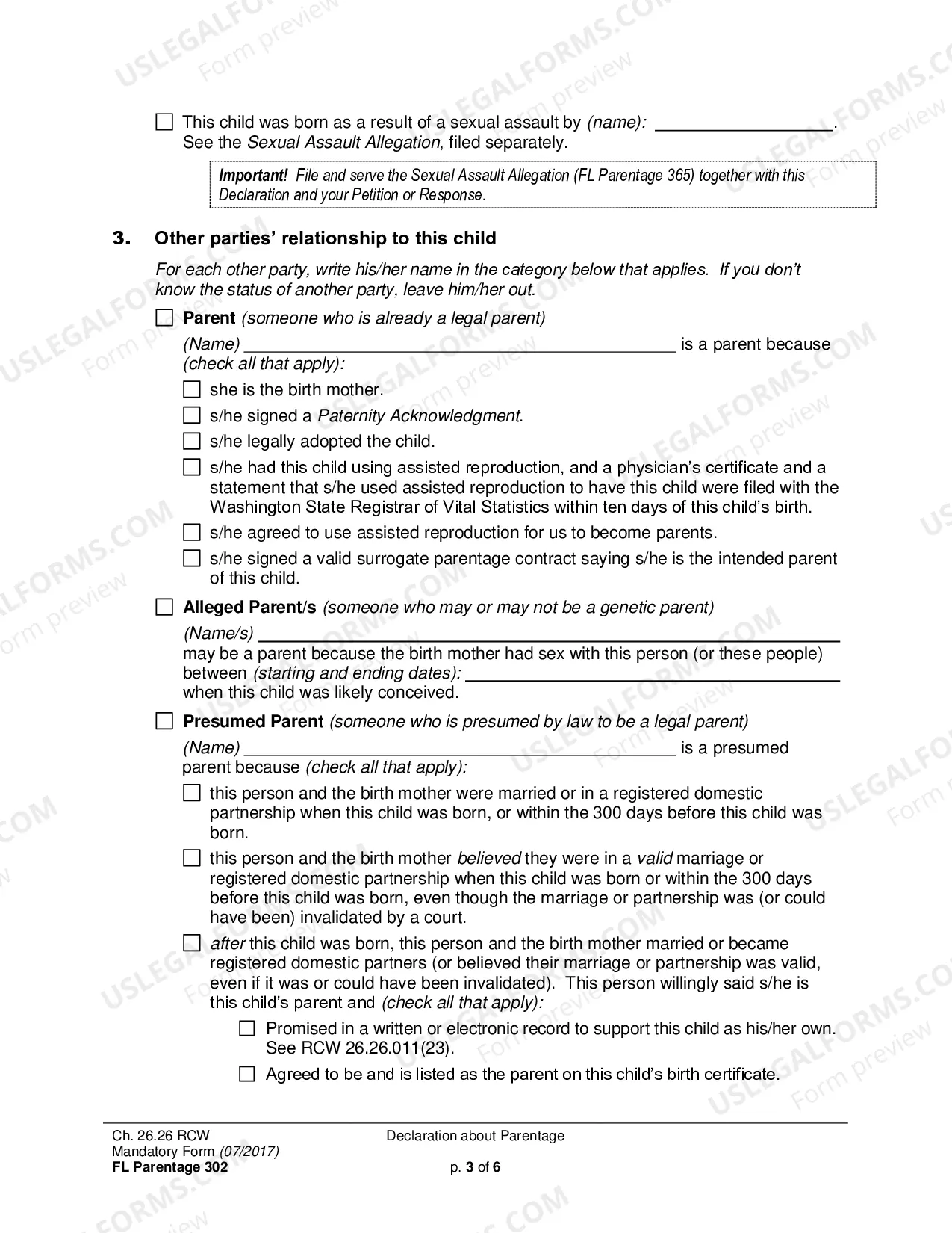 Preview Declaration about Parentage