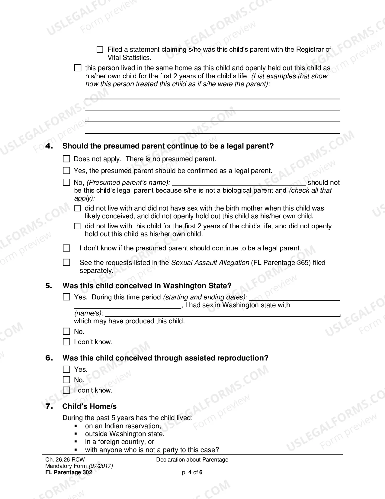 Preview Declaration about Parentage