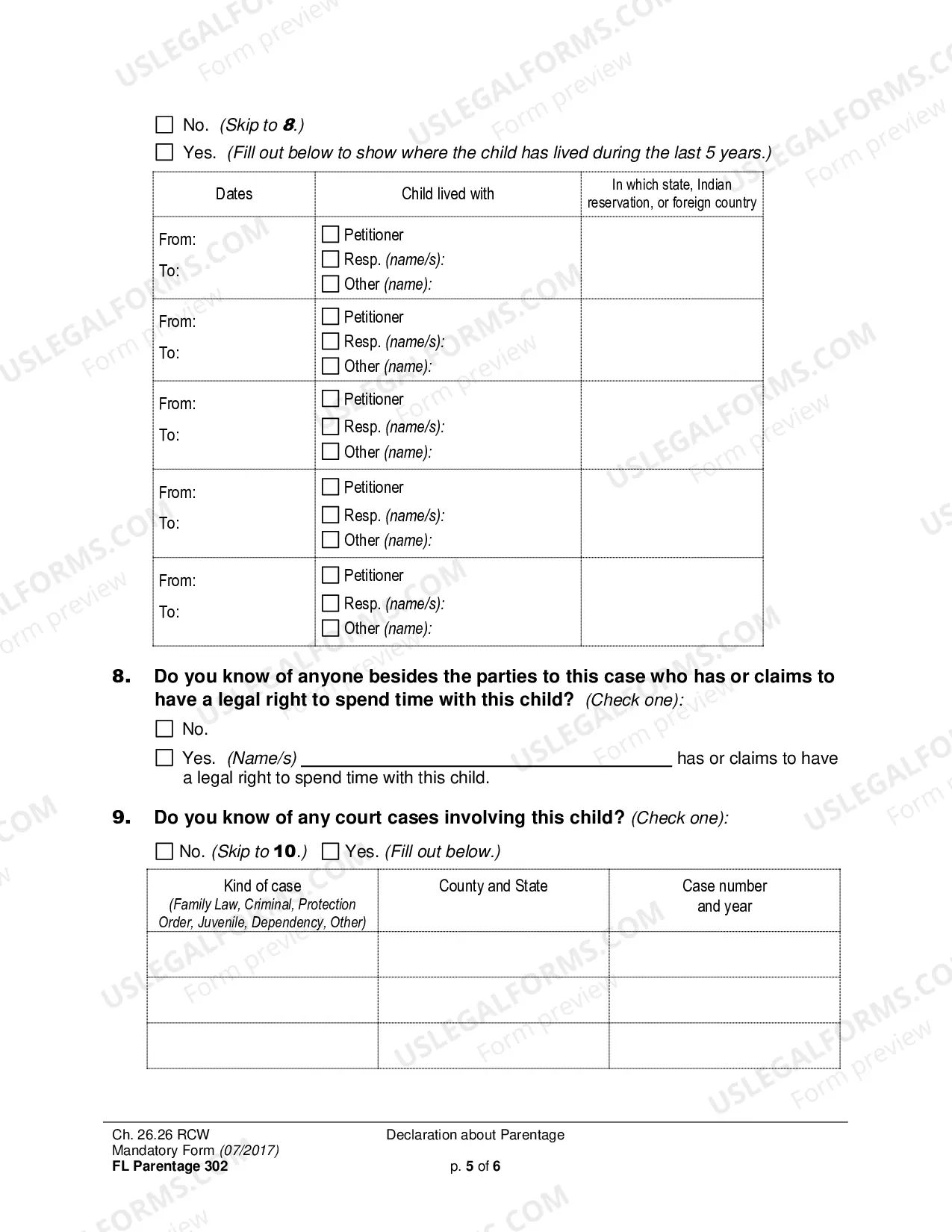 Preview Declaration about Parentage