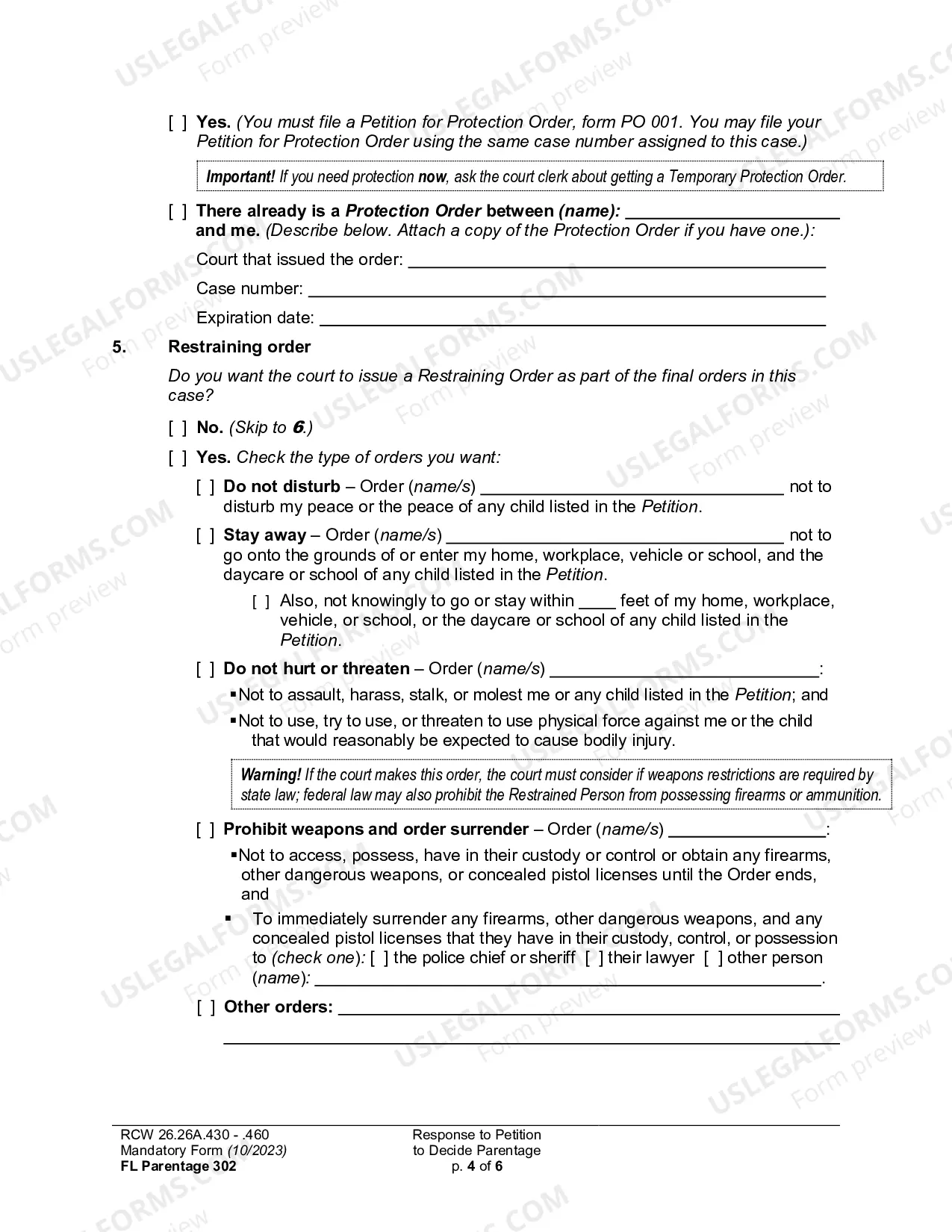 Preview Response to Petition to Decide Parentage