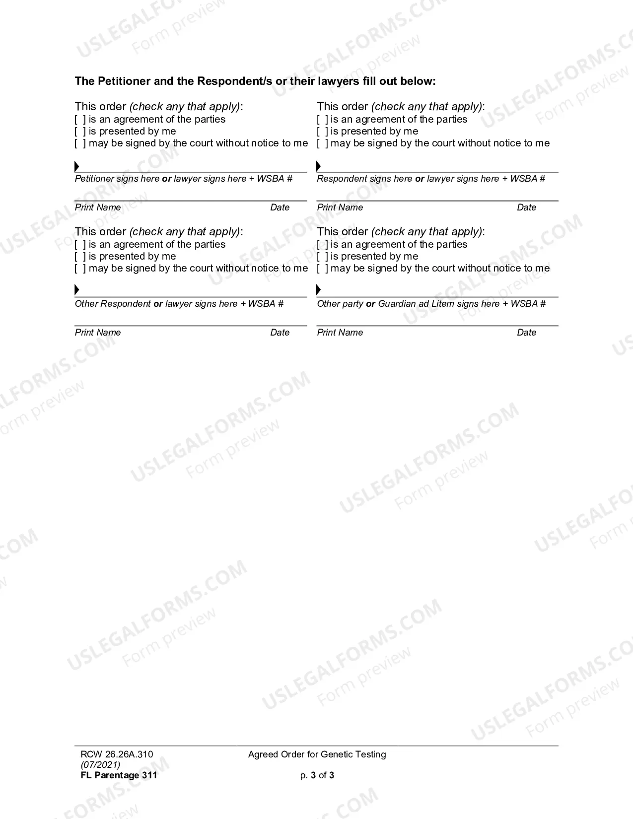 Preview Agreed Order for Genetic Testing