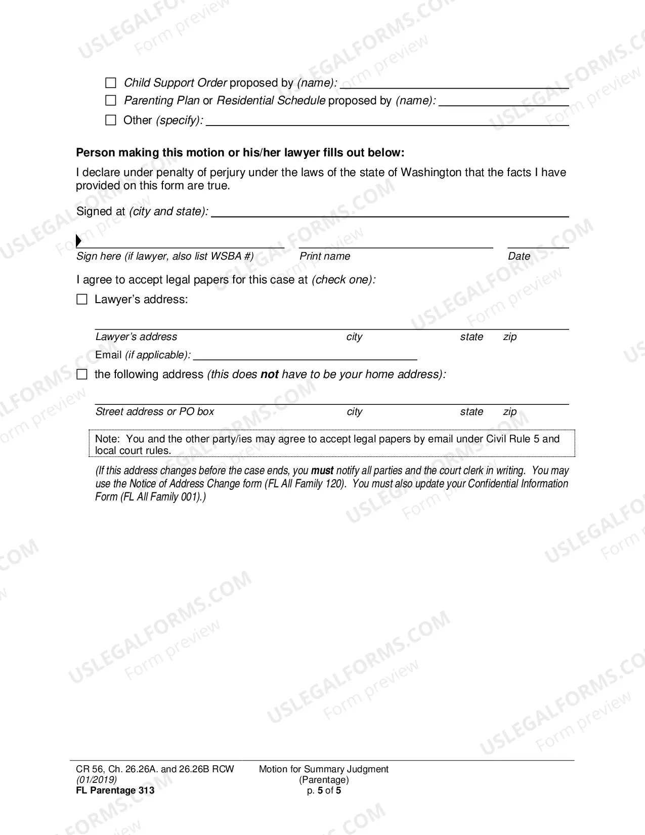 Preview Motion for Summary Judgment (Parentage)
