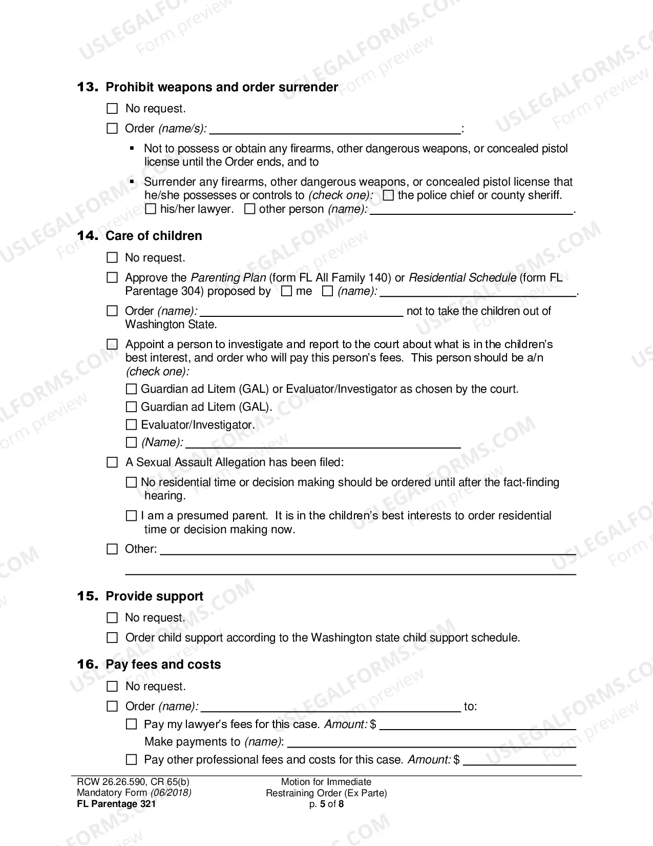 Preview Motion for Immediate Restraining Order (Ex Parte)
