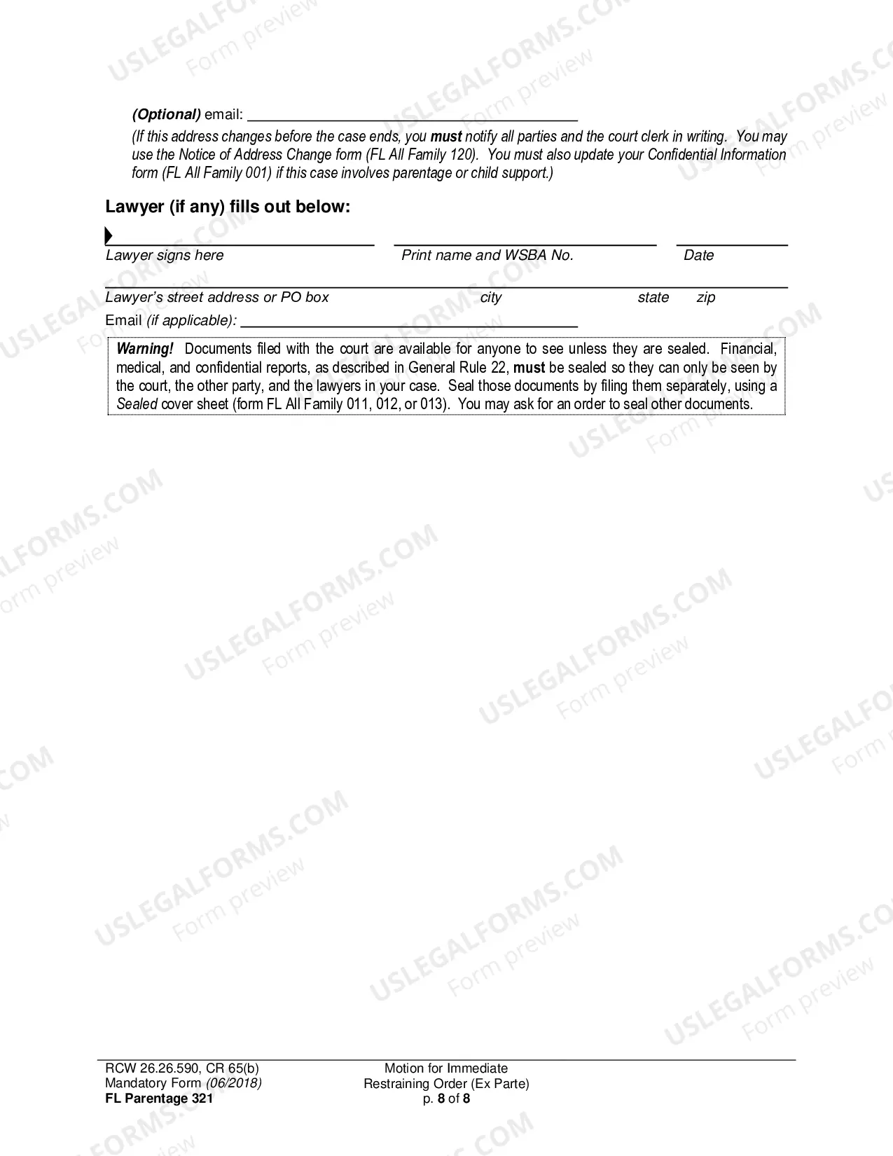 Preview Motion for Immediate Restraining Order (Ex Parte)