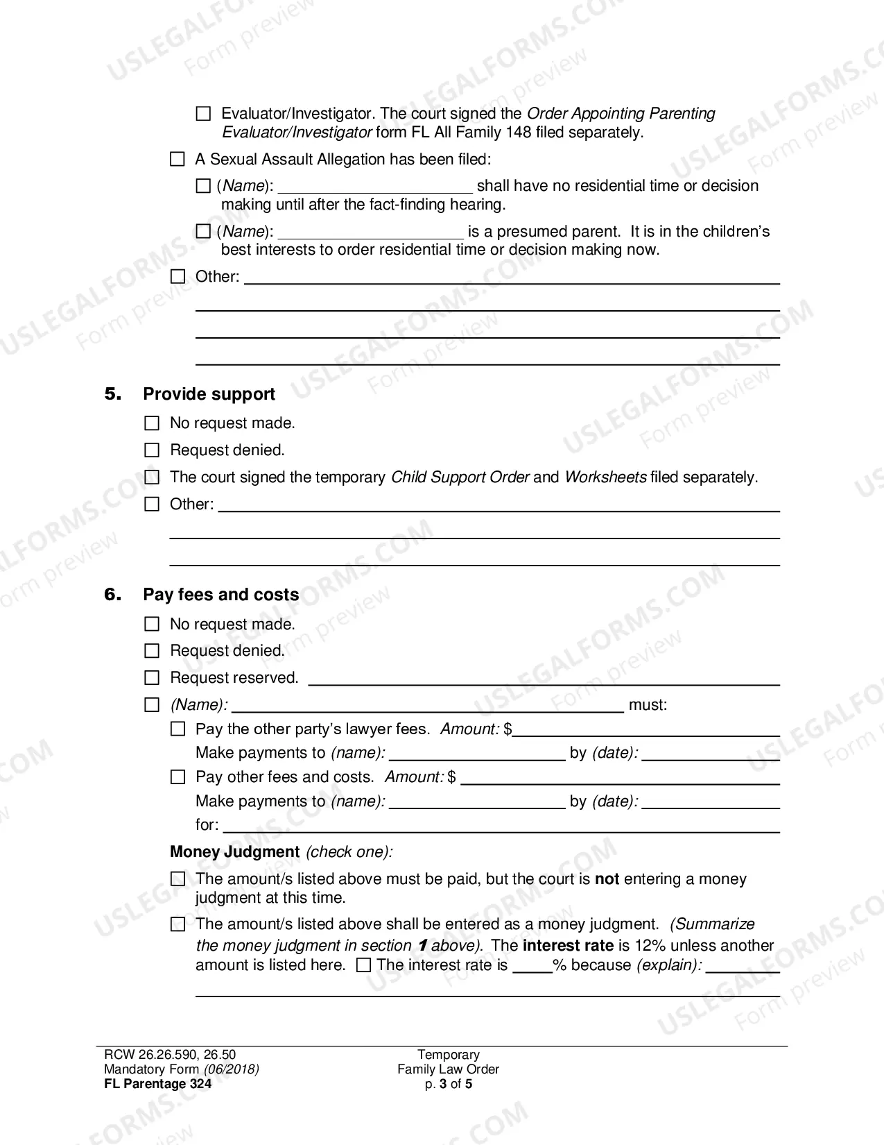 Preview Temporary Family Law Order