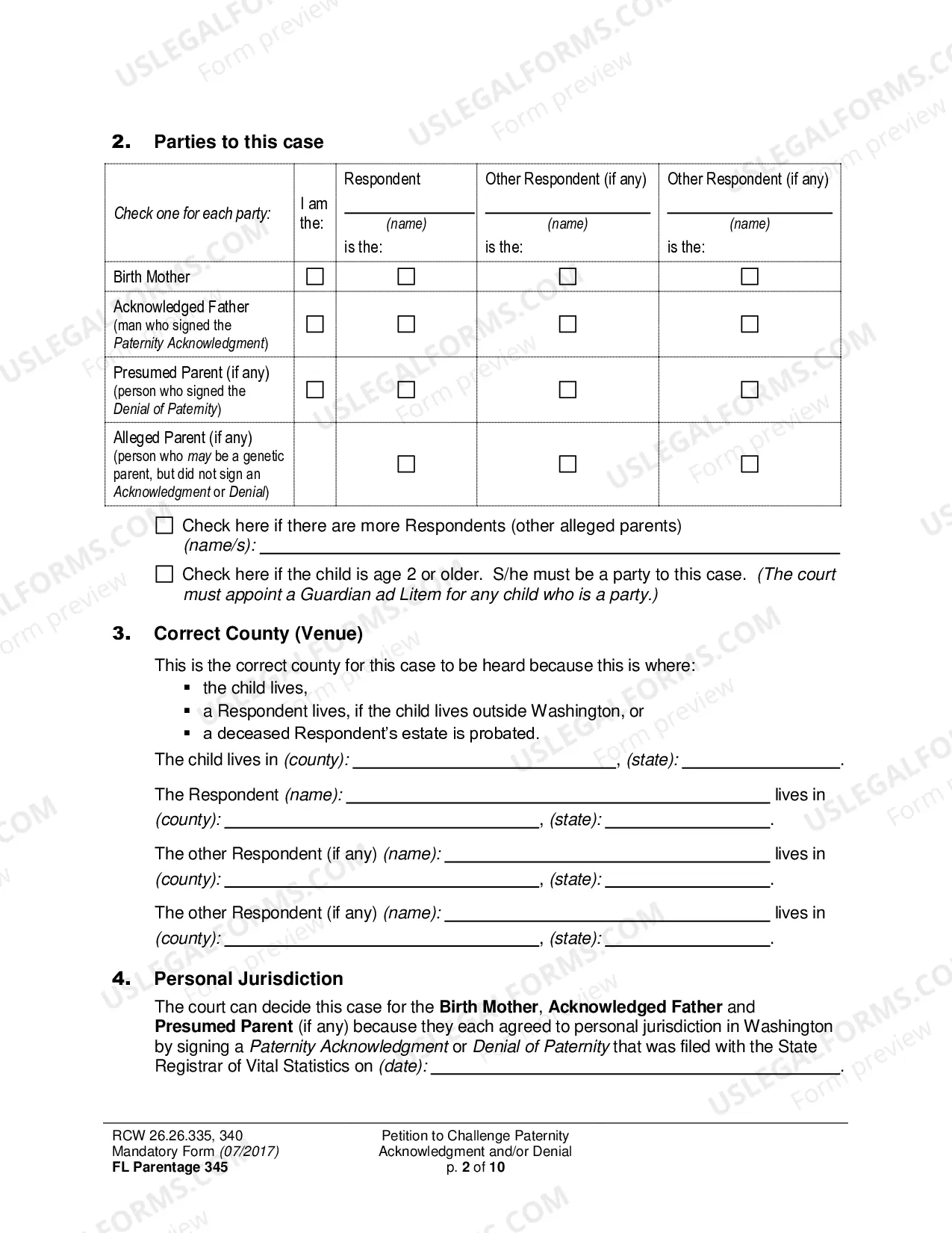 Preview Petition to Challenge Paternity Acknowledgment and/or Denial of Paternity