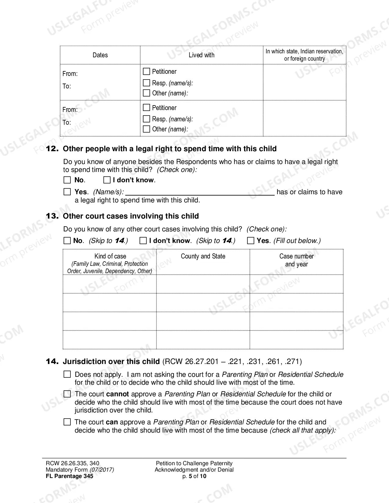 Preview Petition to Challenge Paternity Acknowledgment and/or Denial of Paternity