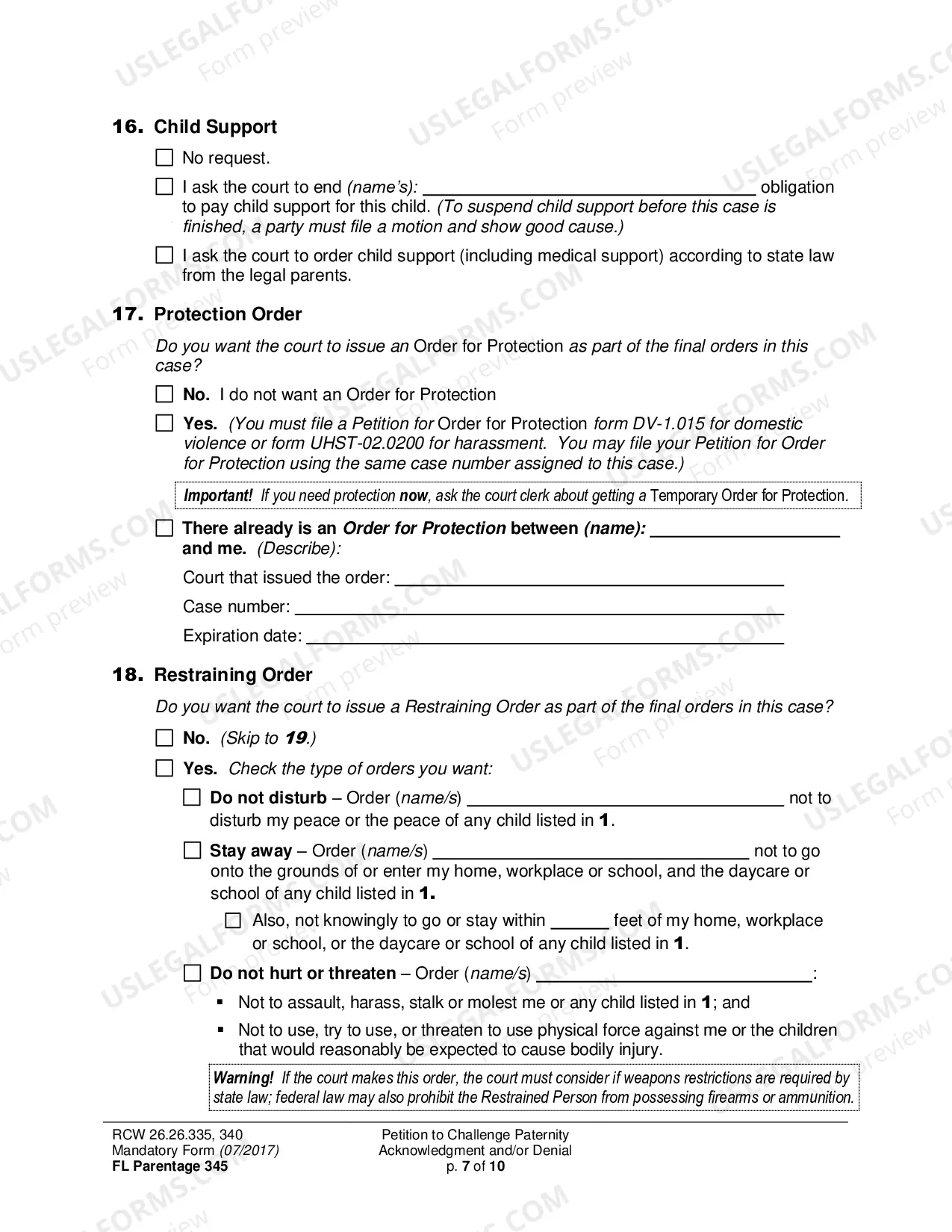 Preview Petition to Challenge Paternity Acknowledgment and/or Denial of Paternity