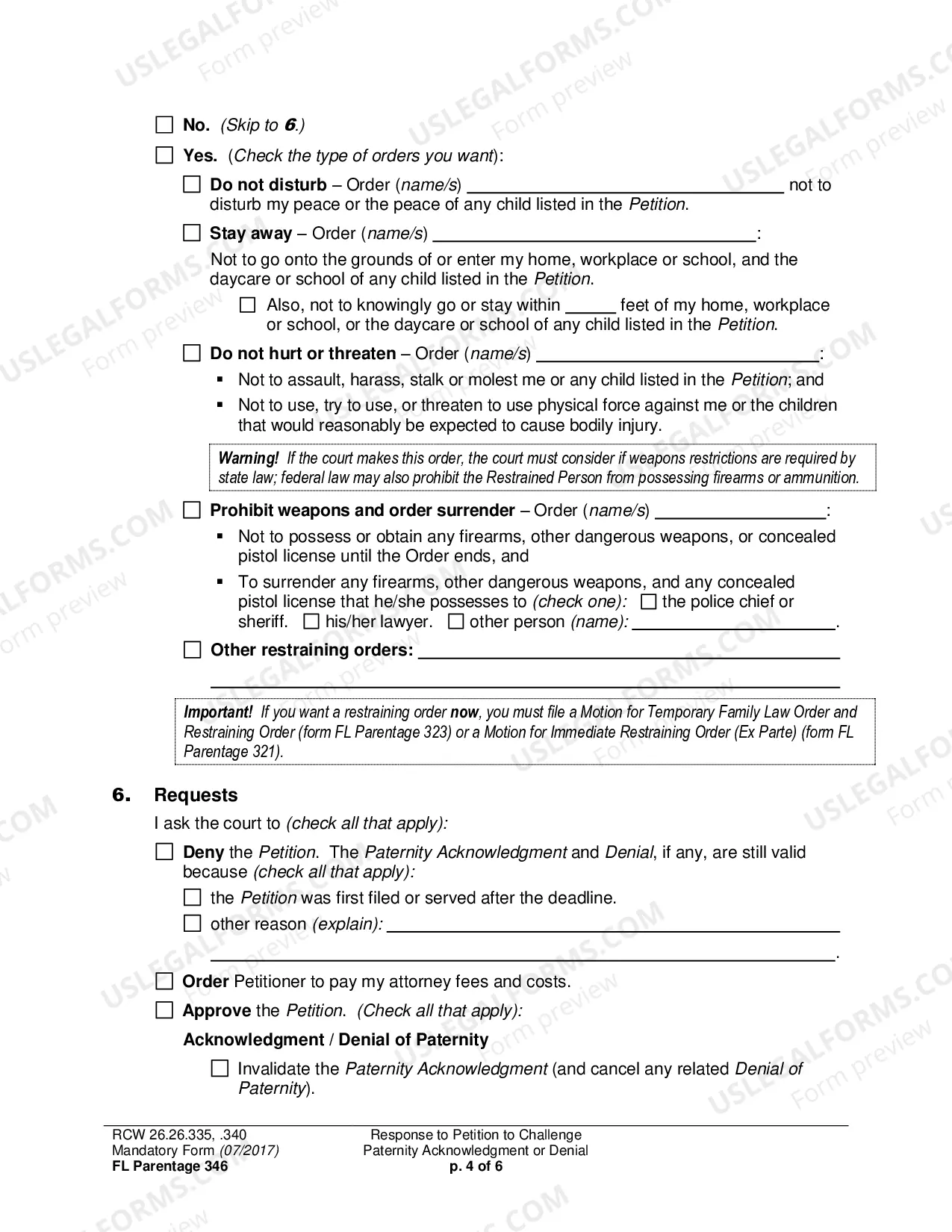 Preview Response to Petition to Challenge Paternity Acknowledgment or Denial