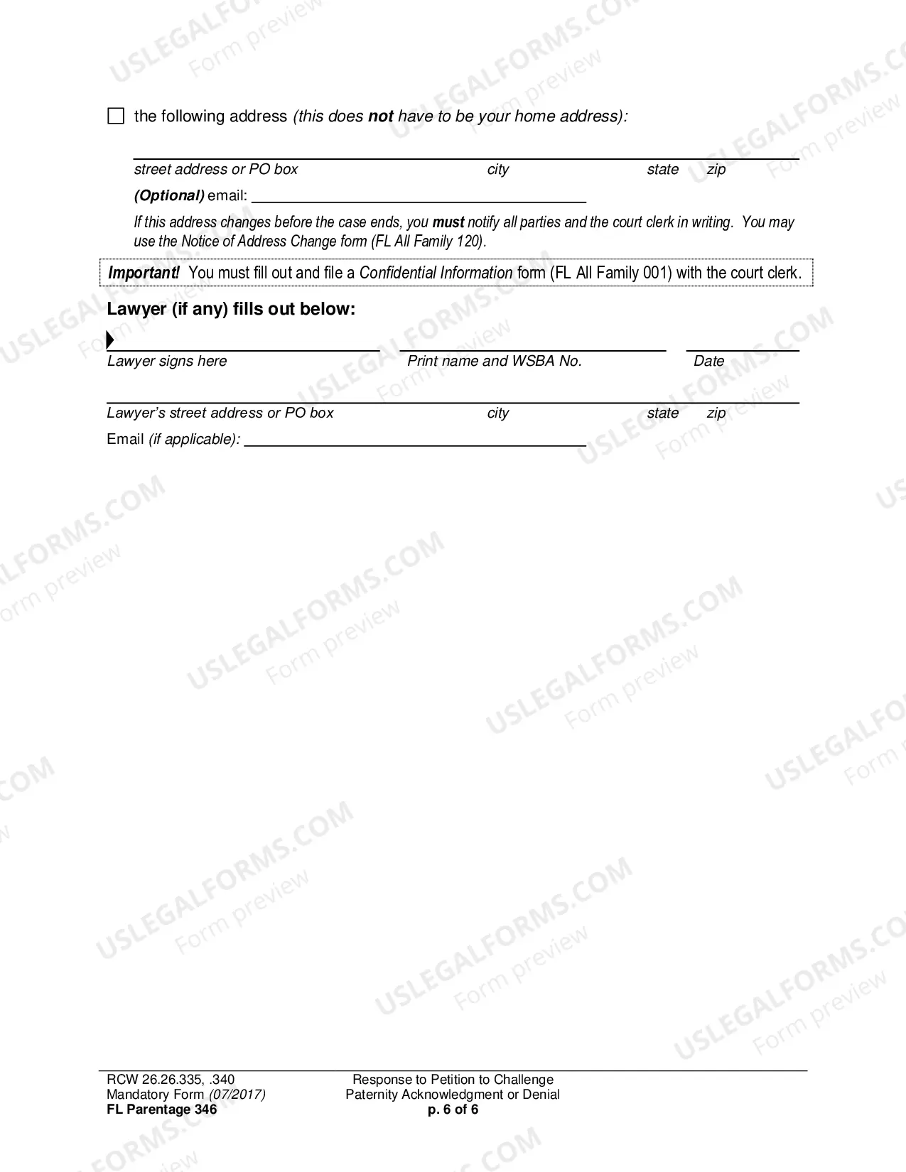 Preview Response to Petition to Challenge Paternity Acknowledgment or Denial
