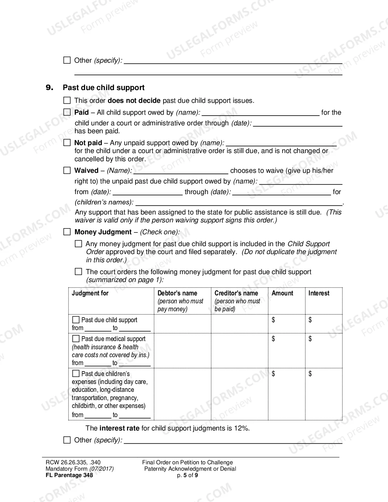 Preview Final Order on Petition to Challenge Paternity Acknowledgment or Denial