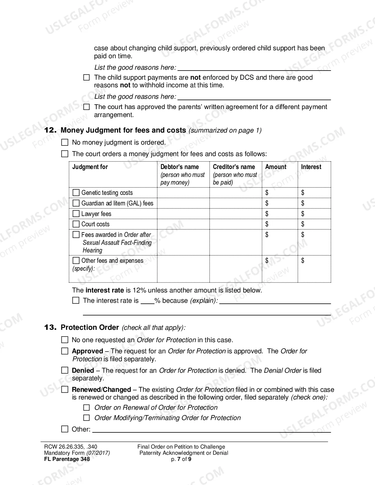 Preview Final Order on Petition to Challenge Paternity Acknowledgment or Denial