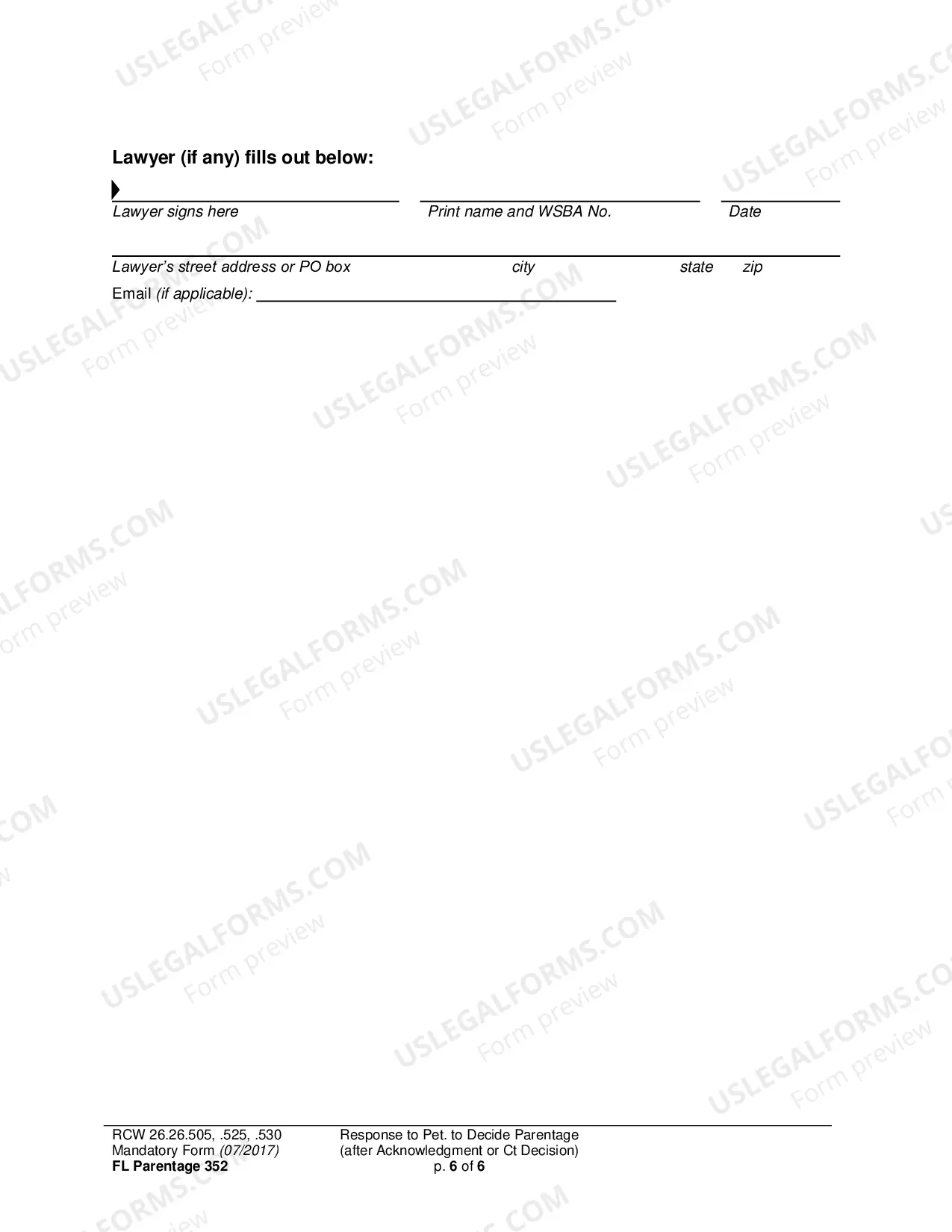 Preview Response to Petition to Decide Parentage (after Acknowledgment or Court Decision)