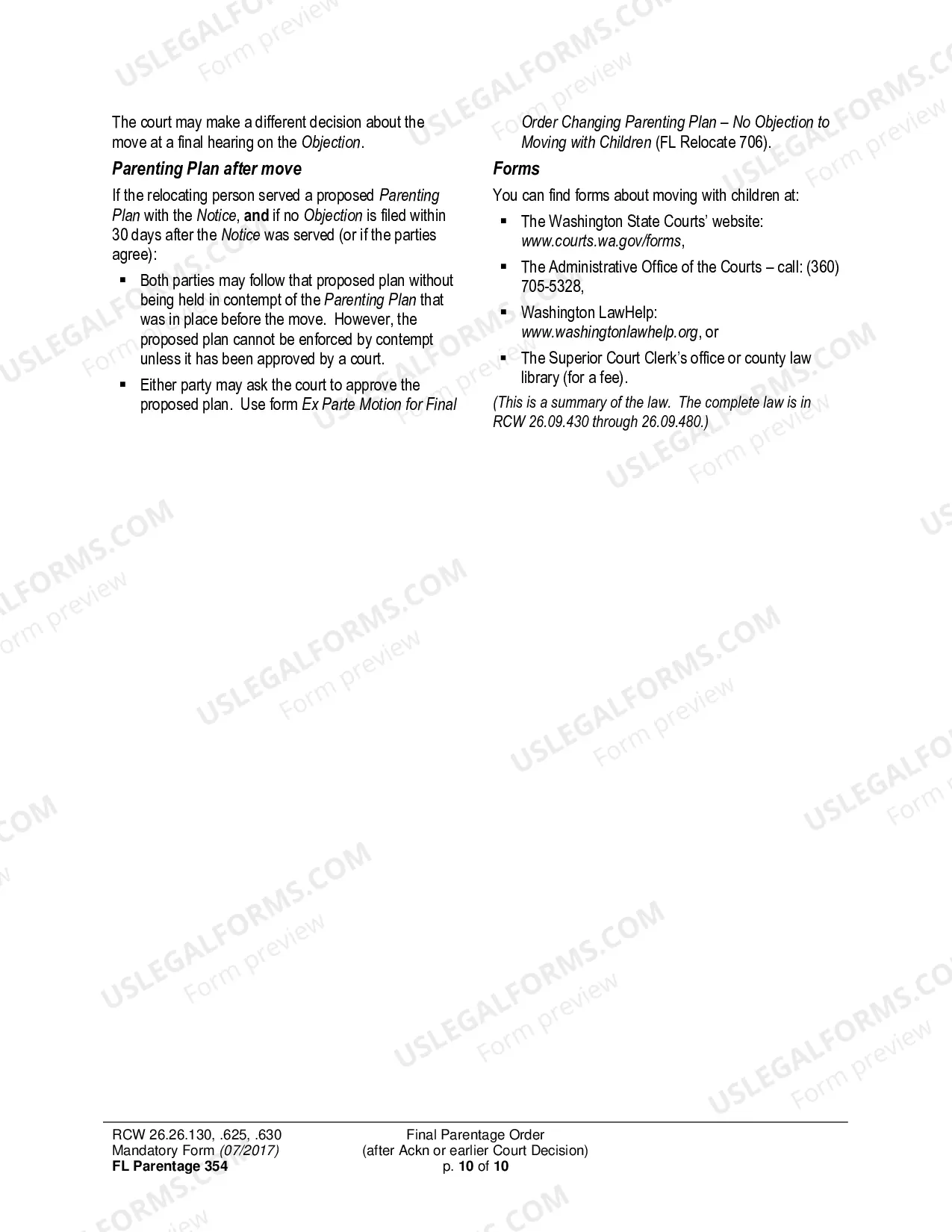 Preview Final Parentage Order (after Acknowledgment or earlier Court Decision)