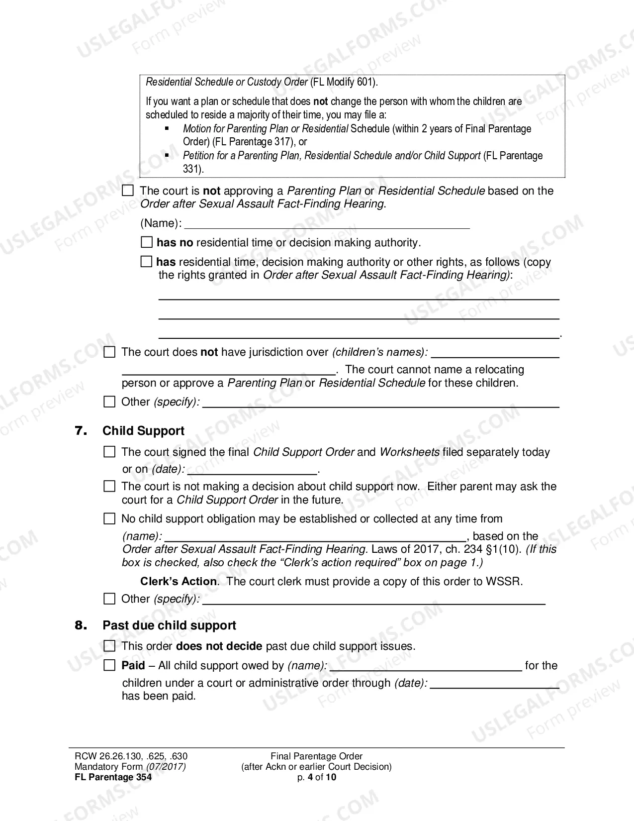Preview Final Parentage Order (after Acknowledgment or earlier Court Decision)