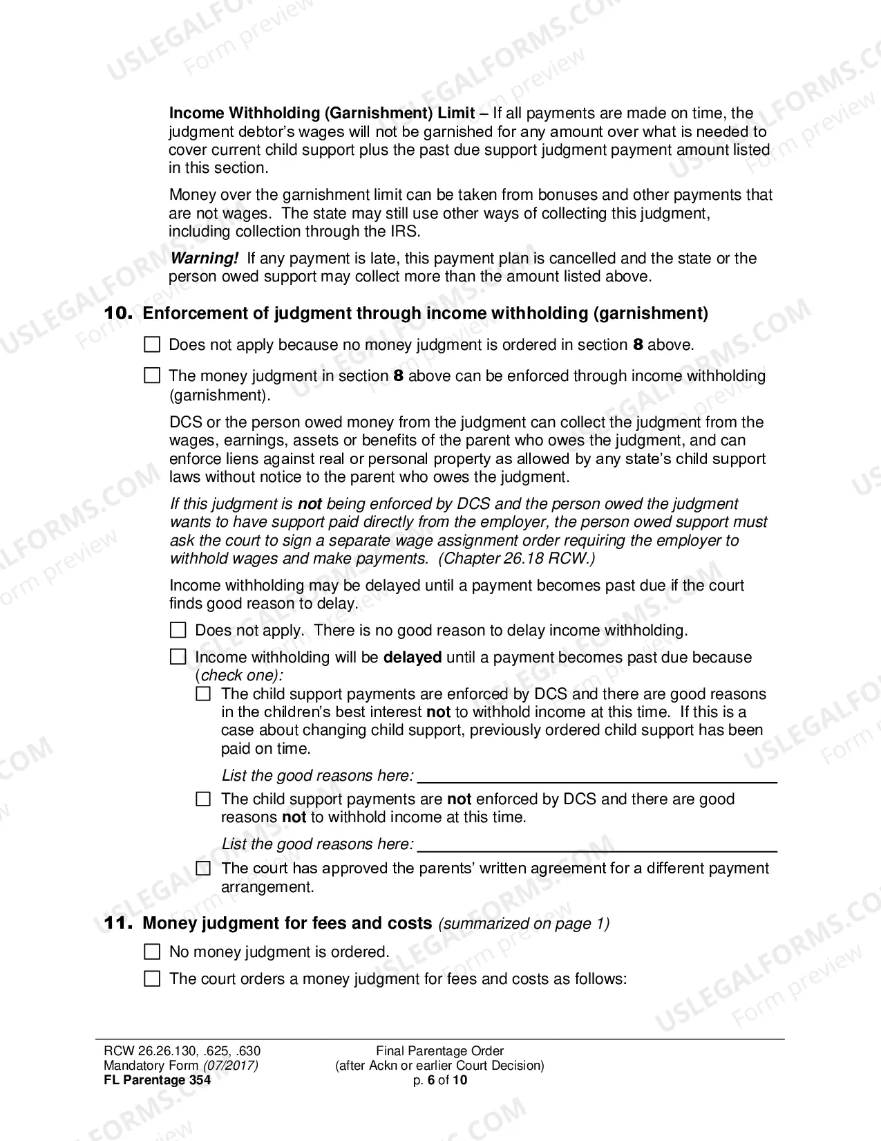 Preview Final Parentage Order (after Acknowledgment or earlier Court Decision)