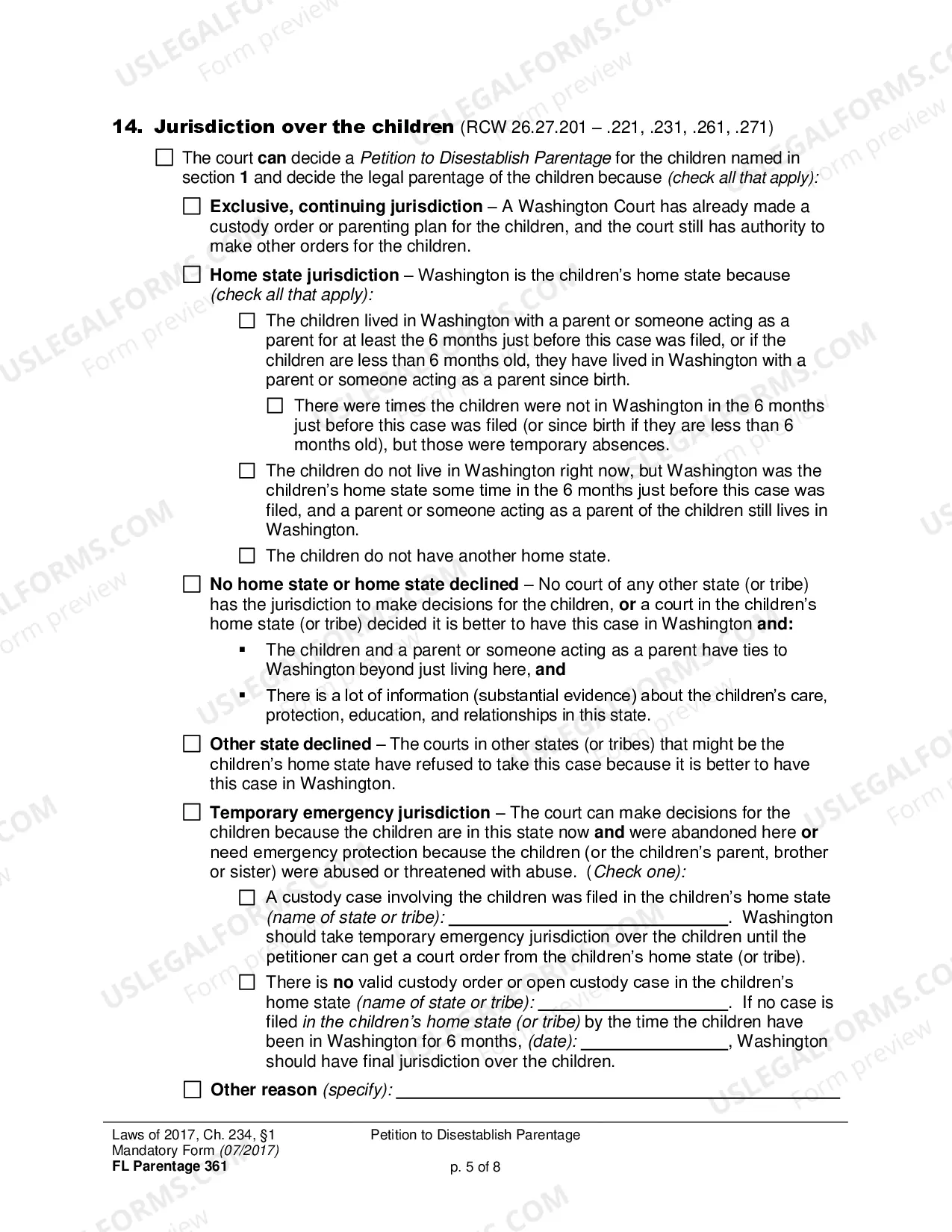 Preview Petition to Disestablish Parentage - Criminal or Civil Finding of Sexual Assault (Filing time limit extended to July 23, 2019)