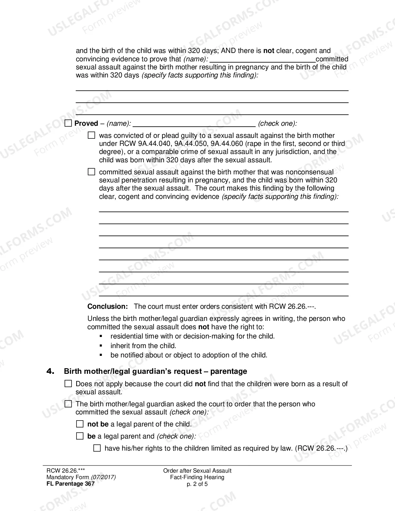 Preview Order after Sexual Assault Fact-Finding Hearing