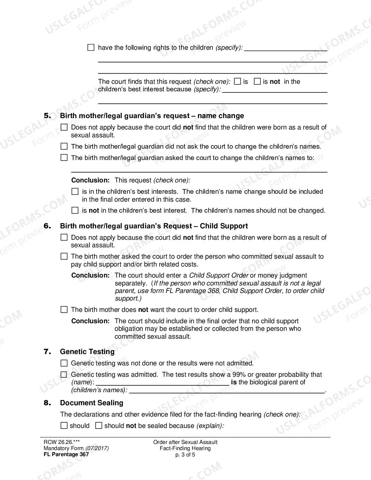 Preview Order after Sexual Assault Fact-Finding Hearing