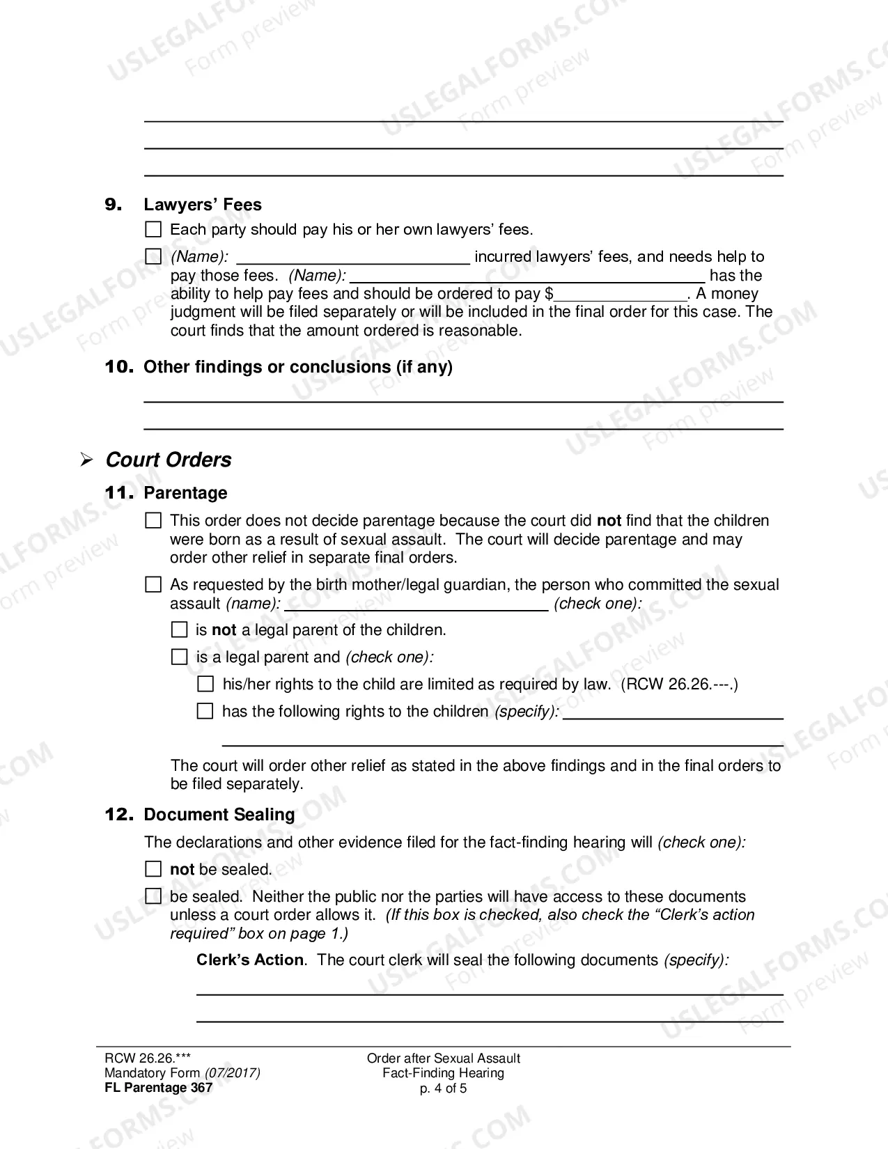 Preview Order after Sexual Assault Fact-Finding Hearing