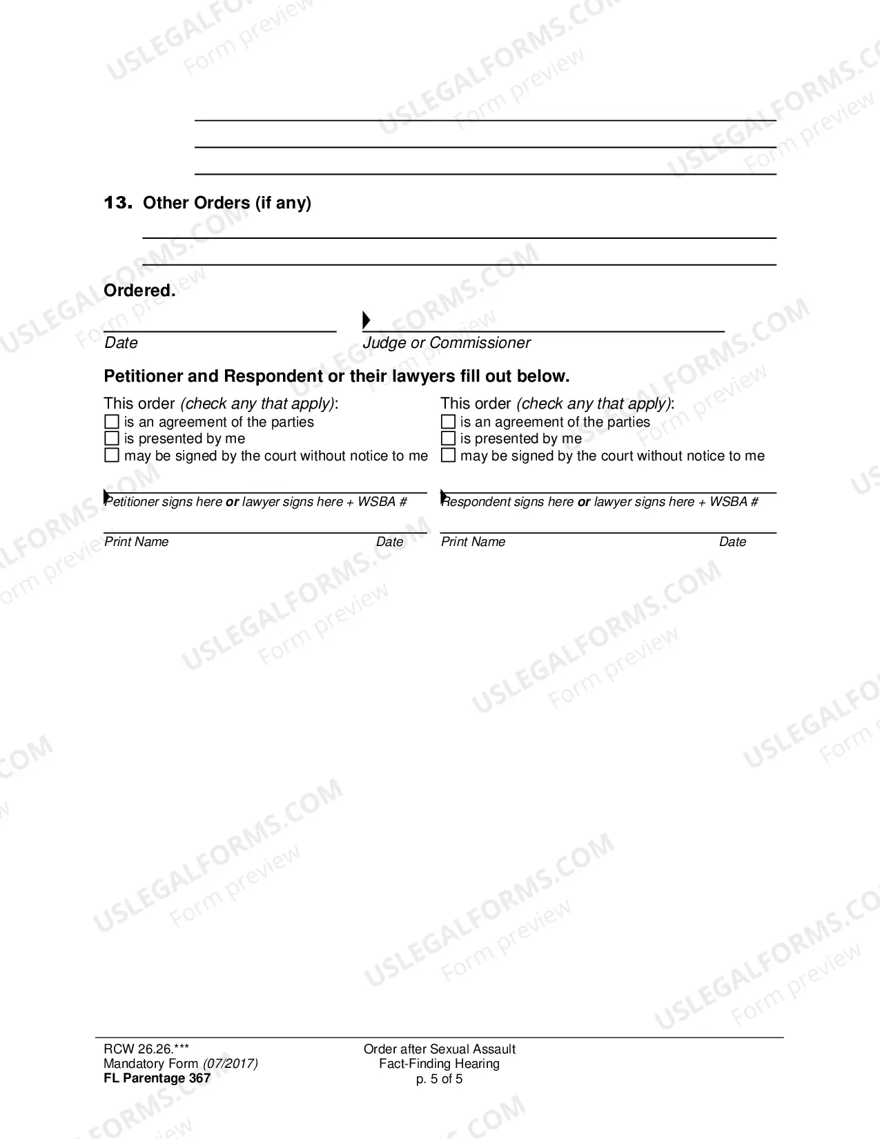 Preview Order after Sexual Assault Fact-Finding Hearing