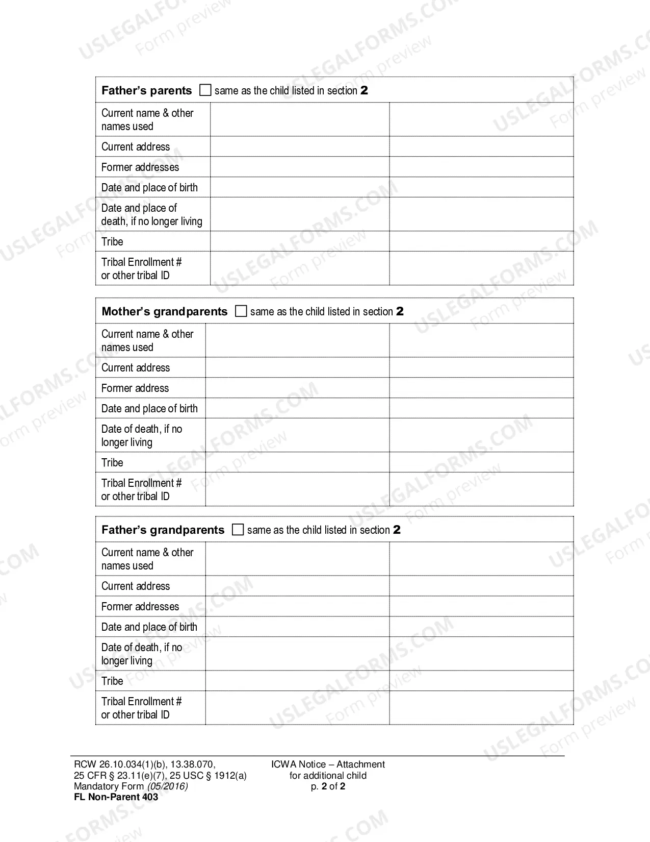 Preview ICWA Notice-Attachment for Additional Child