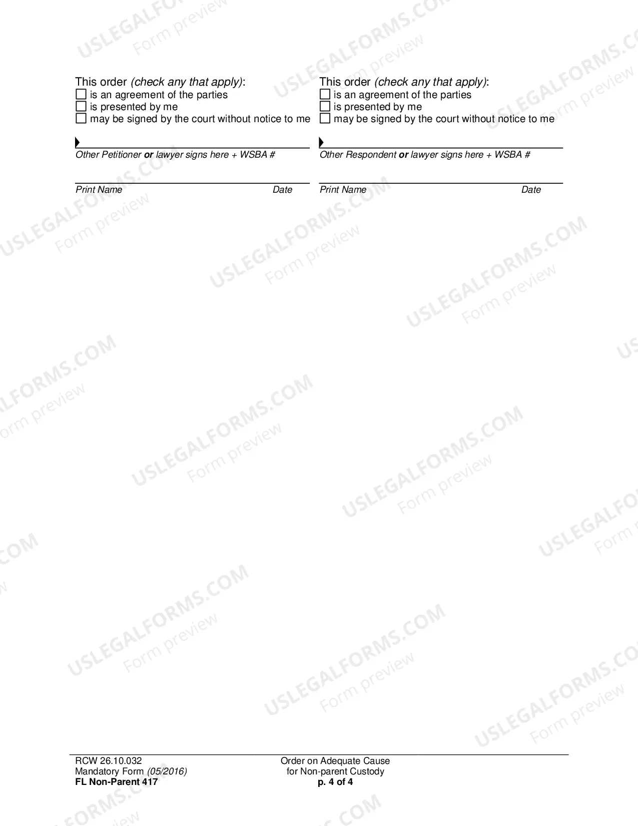 Preview Order on Adequate Cause for Non-parent Custody