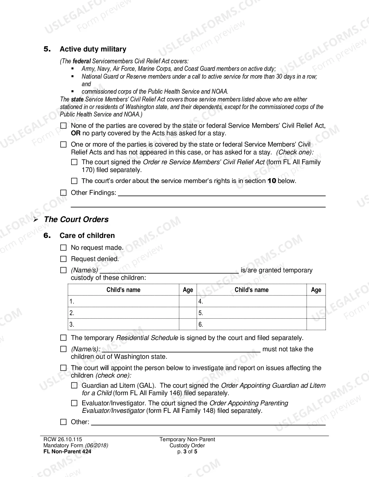 Preview Temporary Non-Parent Custody Order