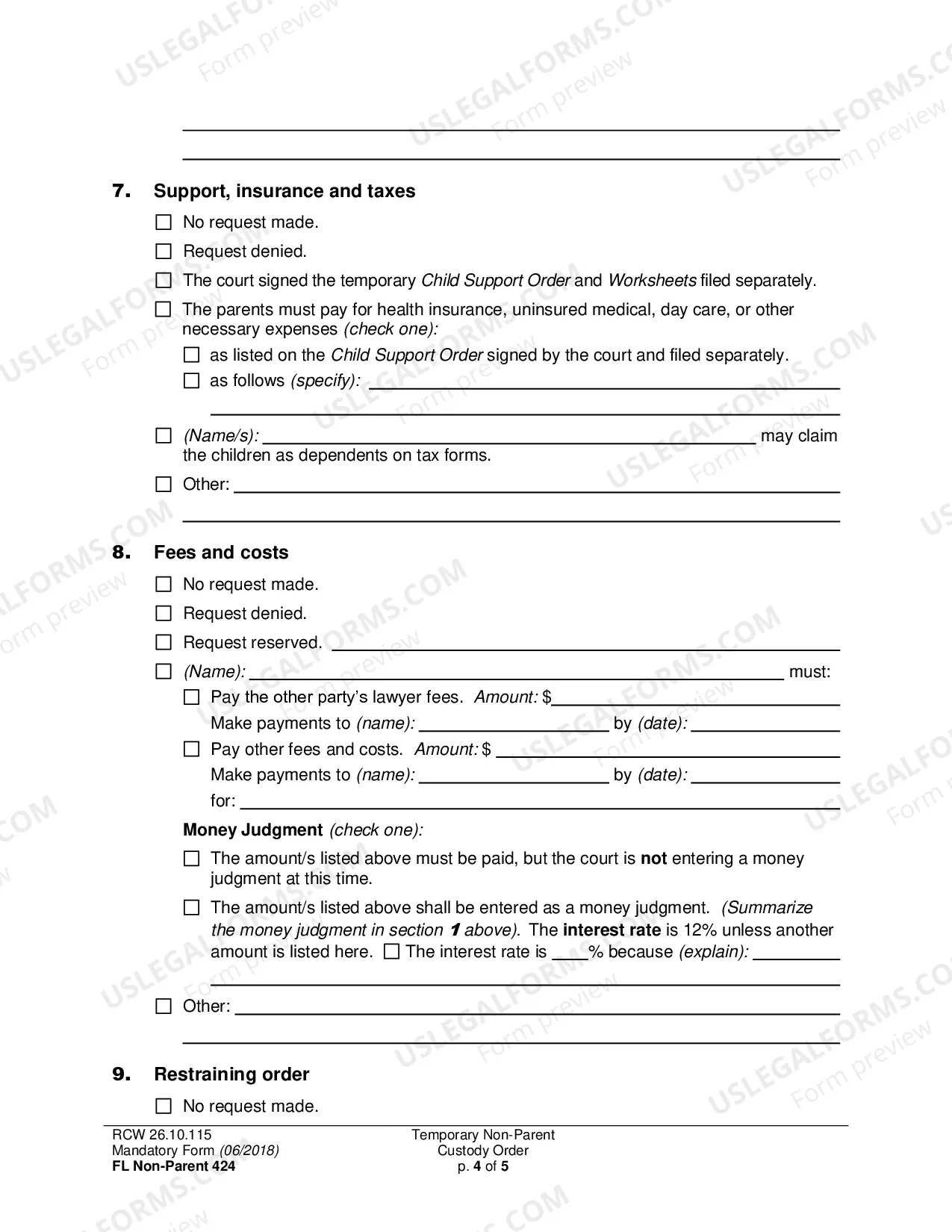 Preview Temporary Non-Parent Custody Order