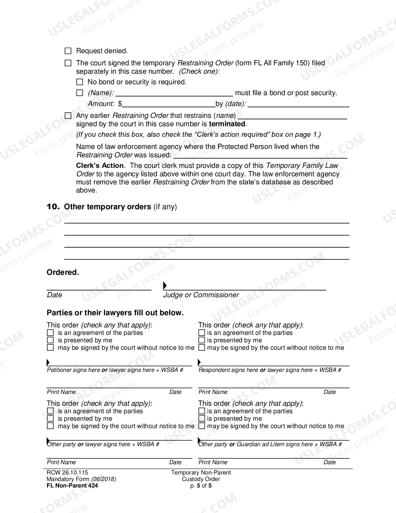 Preview Temporary Non-Parent Custody Order