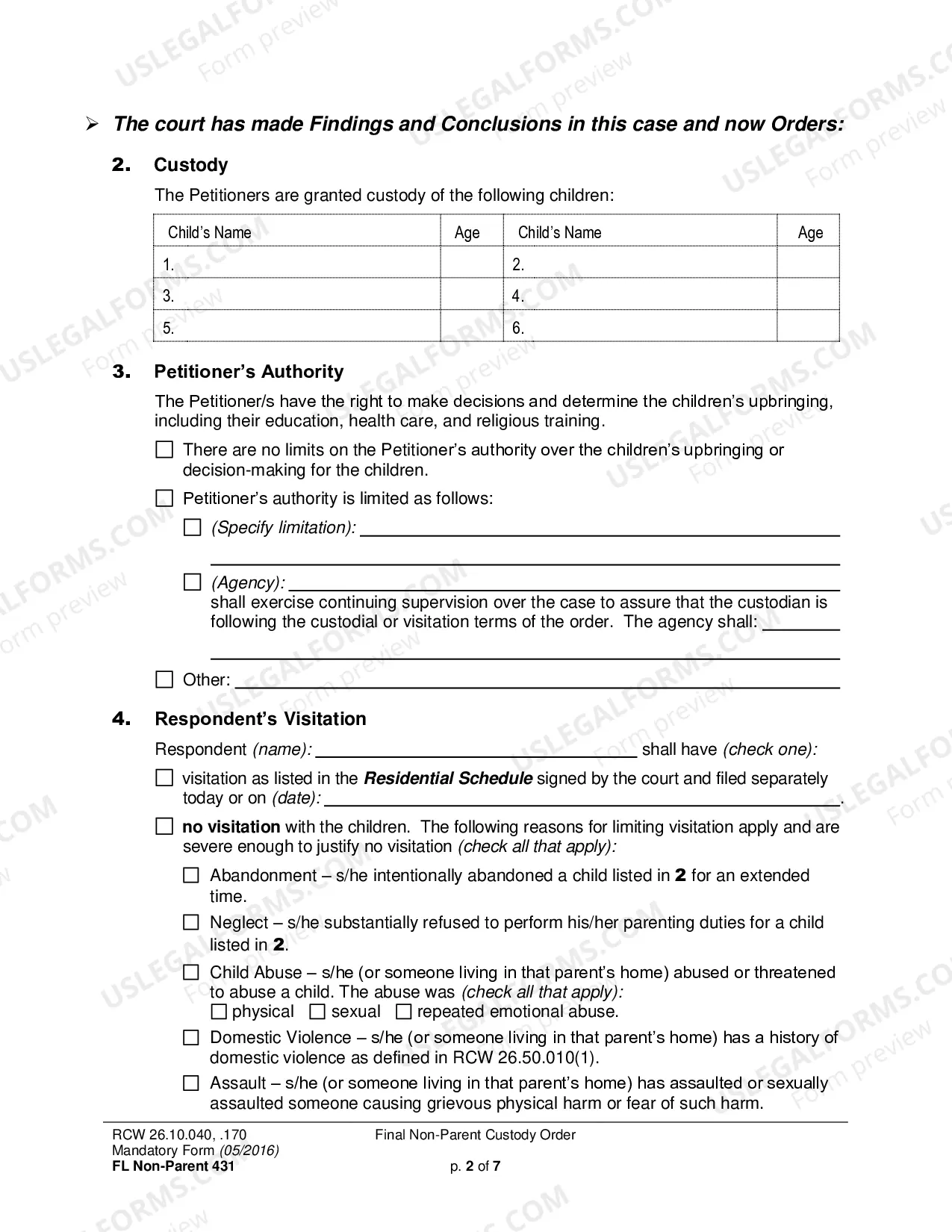 Preview Final Non-Parent Custody Order