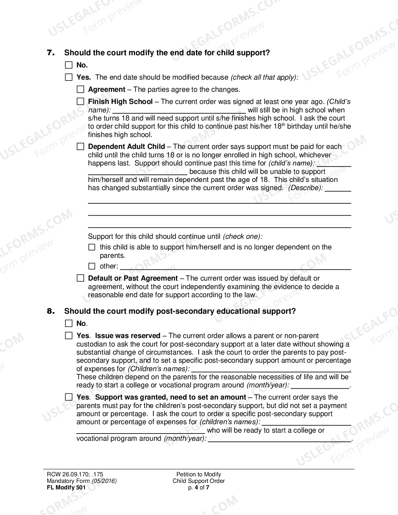 Preview Petition to Modify Child Support Order