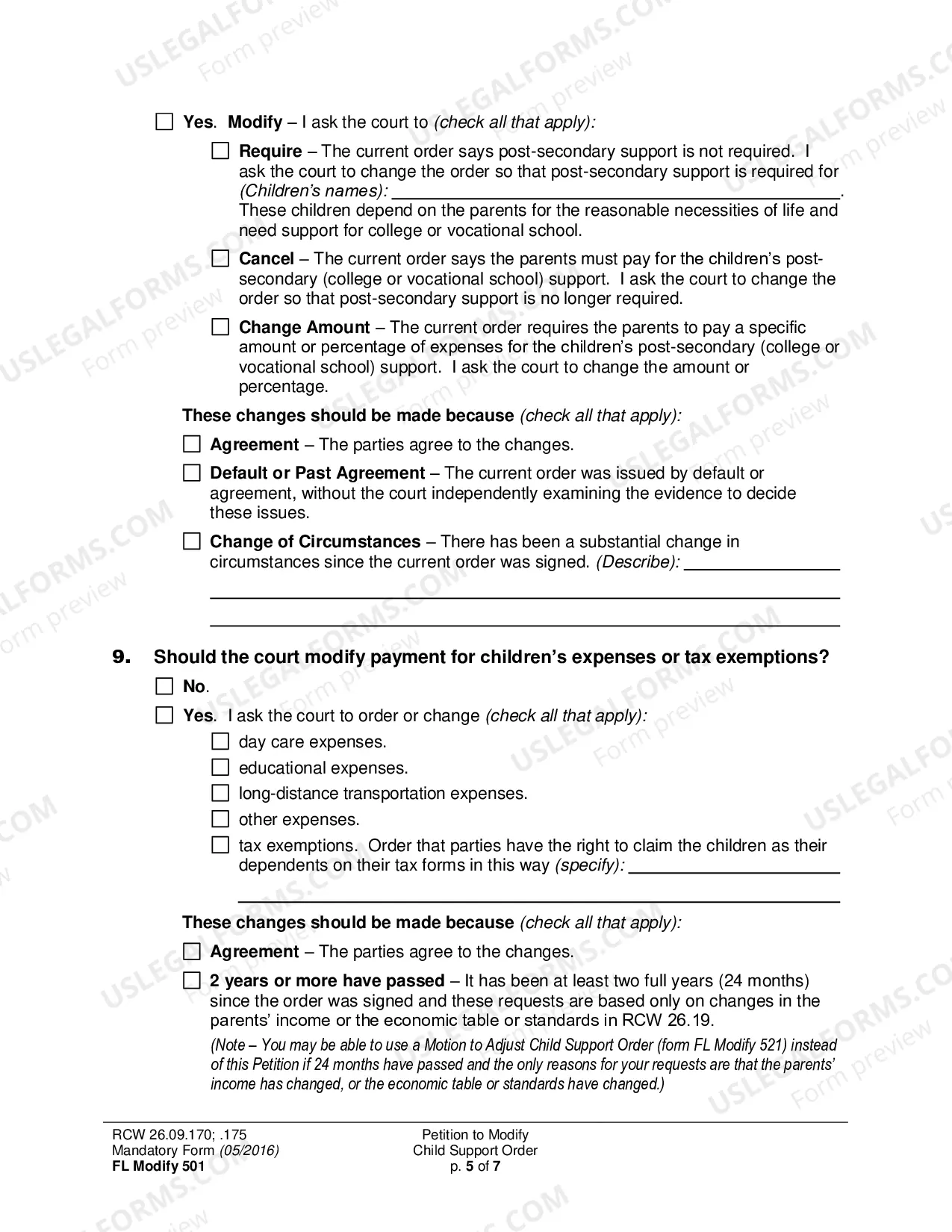Preview Petition to Modify Child Support Order