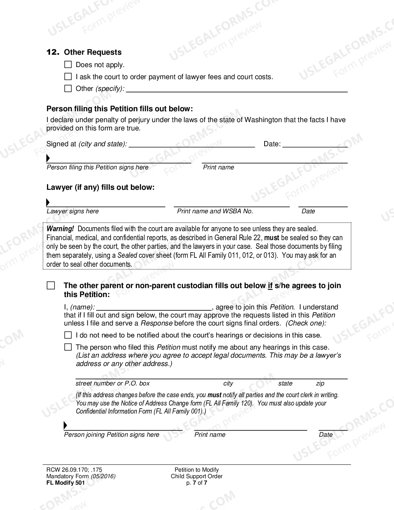 Preview Petition to Modify Child Support Order